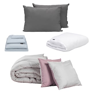 Foto 1 | Set de Edredón Doble Vista Lila-Gris + Protector Cloud + Sábanas Softy Platino + Almohada 2-pack Matrimonial