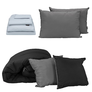 Foto 1 | Set de Edredón Doble Vista Negro-Gris + Sábanas Softy Platino + Almohada 2-pack Matrimonial
