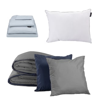 Foto 1 | Set de Edredón Doble Vista Azul-Gris + Sábanas Softy Platino + Almohada One Individual