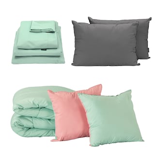 Foto 1 | Set de Edredón Doble Vista Rosa-Menta + Sábanas Softy Platino + Almohada 2-pack King Size