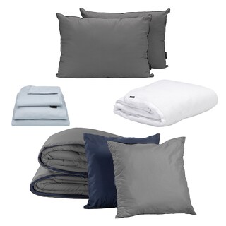 Foto 1 | Set de Edredón Doble Vista Azul-Gris + Protector Cloud + Sábanas Softy Platino + Almohada 2-pack King Size