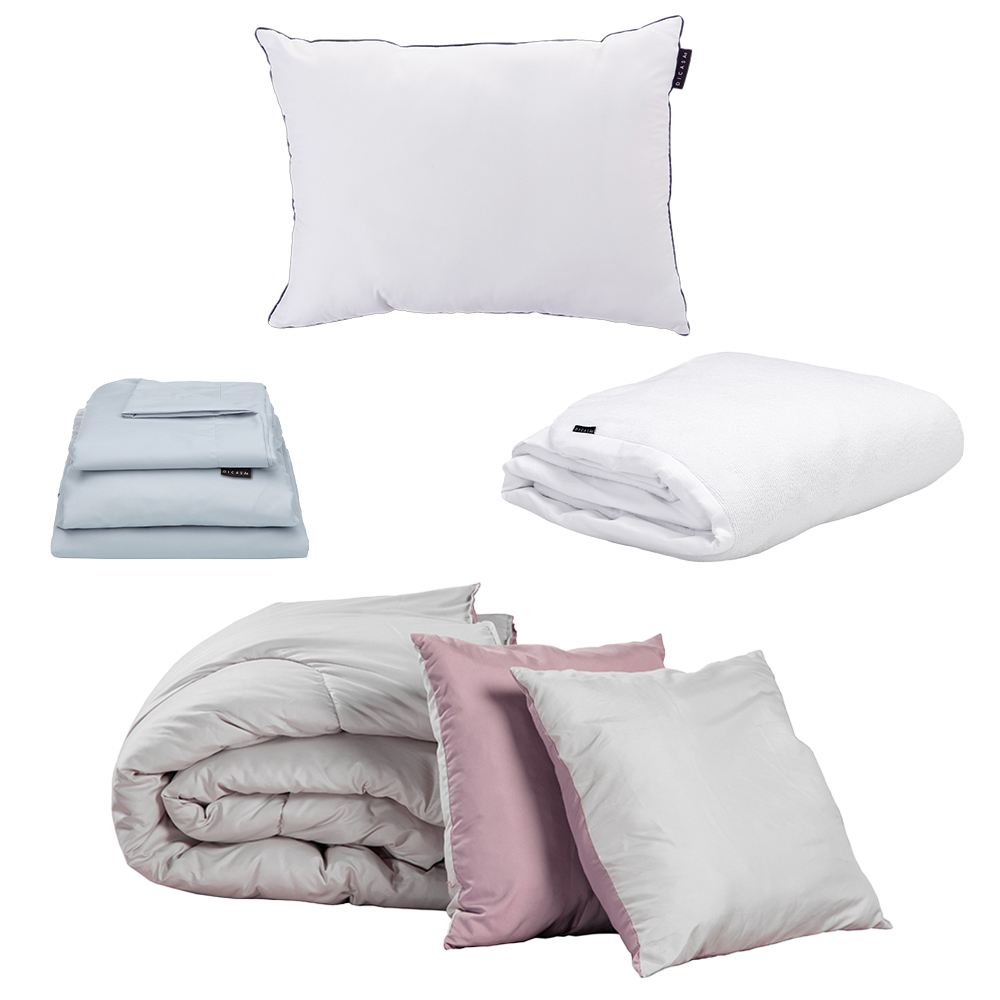 Foto 1 | Set De Edredon Doble Vista Lila-gris + Protector Cloud + Sabanas Softy Platino + Almohada One Individual