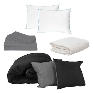 Foto 1 | Set De Edredon Doble Vista Negro-gris + Sabanas Basic Gris + Protector Ultra + Almohada Osos 2 King Size