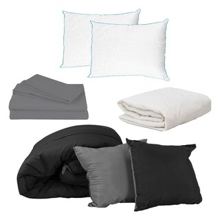 Foto 1 | Set De Edredon Doble Vista Negro-gris + Sabanas Basic Gris + Protector Ultra + Almohada Osos 2 Matrimonial