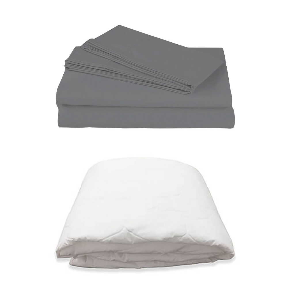 Protector Ultra + Sabanas Basic Gris Individual