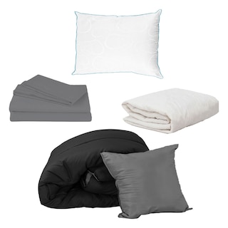 Foto 1 | Set De Edredon Doble Vista Negro-gris + Sabanas Basic Gris + Protector Ultra + Almohada Osos Individual