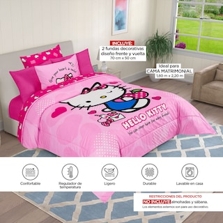 Foto 8 | Set De Edredón Microfibra Matrimonial Hello Kitty Apple