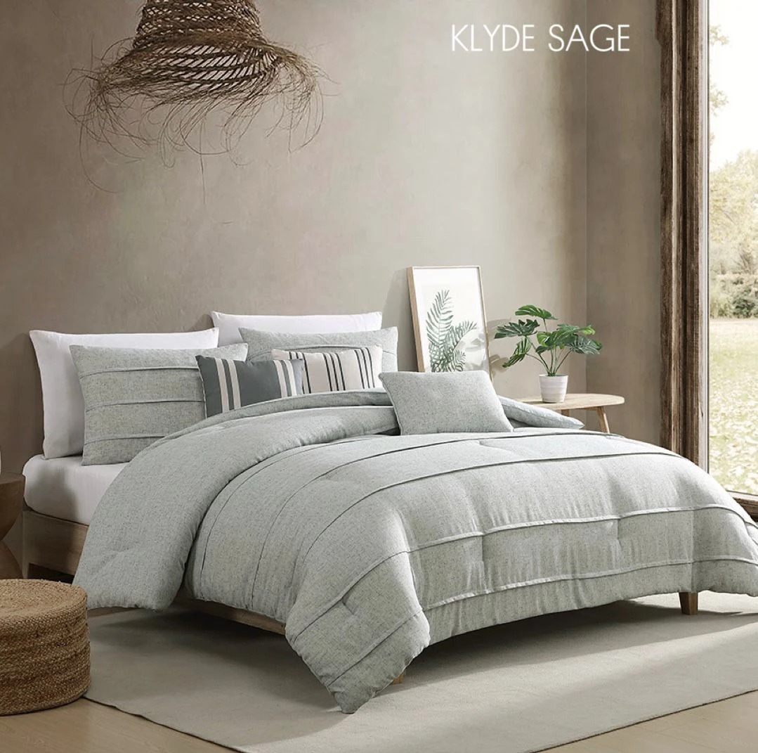 Foto 1 | Set Edredón King Size Verde Lino Klyde 10 Piezas Fresco Sábanas Cojines Fundas