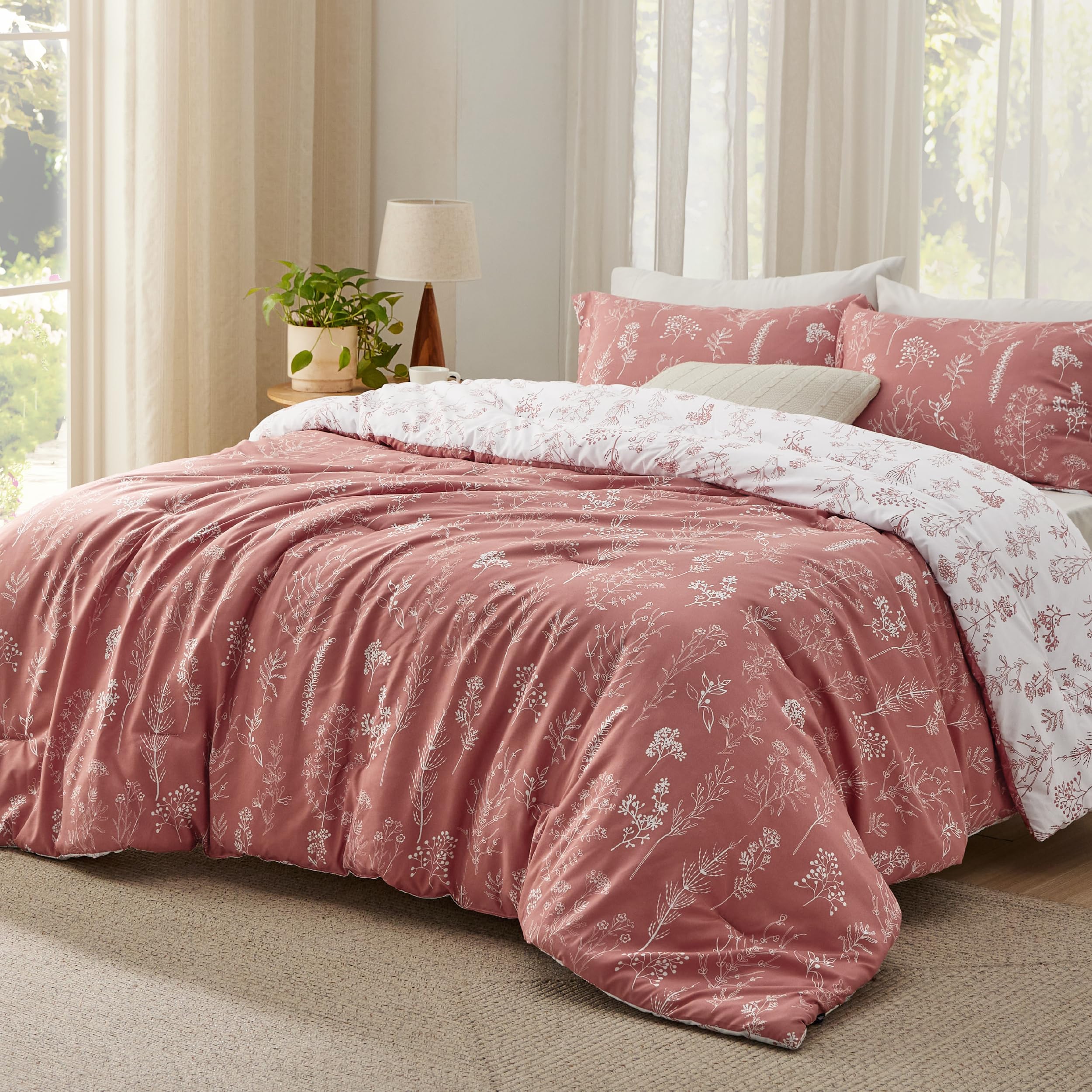 Foto 2 | Juego de Edredón Bedsure King Rosa Grisáceo 3 Piezas - Venta Internacional
