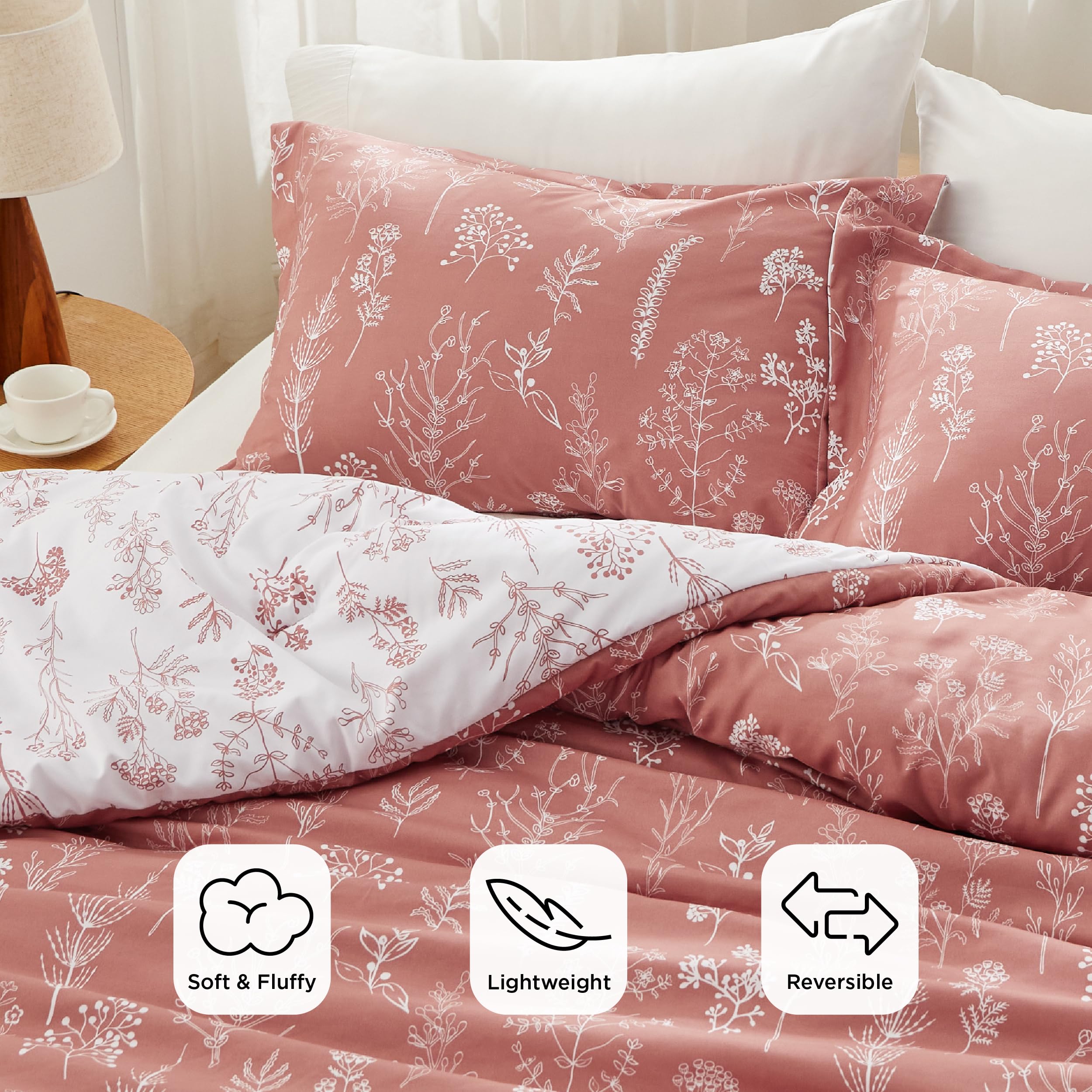 Foto 4 pulgar | Juego de Edredón Bedsure King Rosa Grisáceo 3 Piezas - Venta Internacional