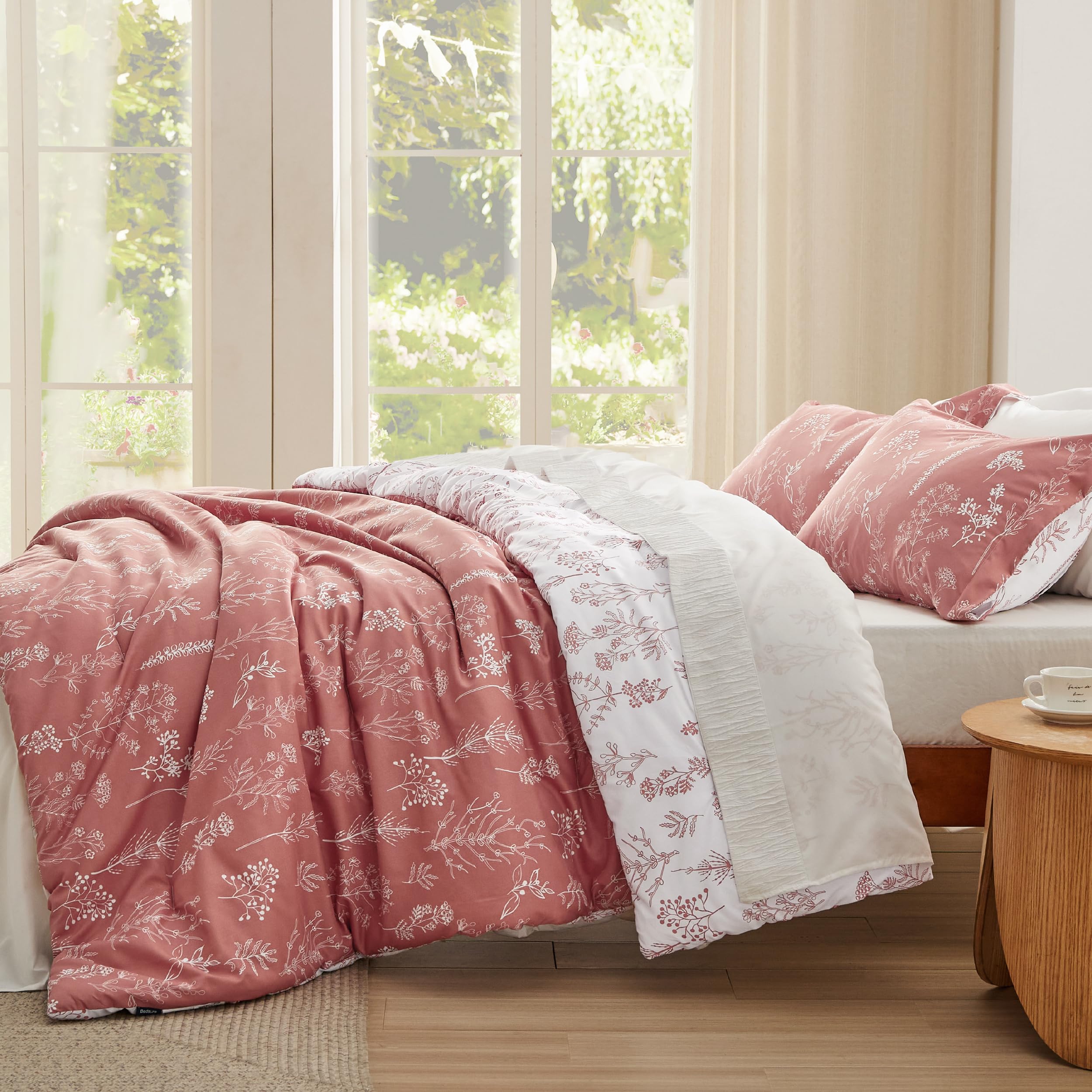 Foto 4 | Juego de Edredón Bedsure King Rosa Grisáceo 3 Piezas - Venta Internacional