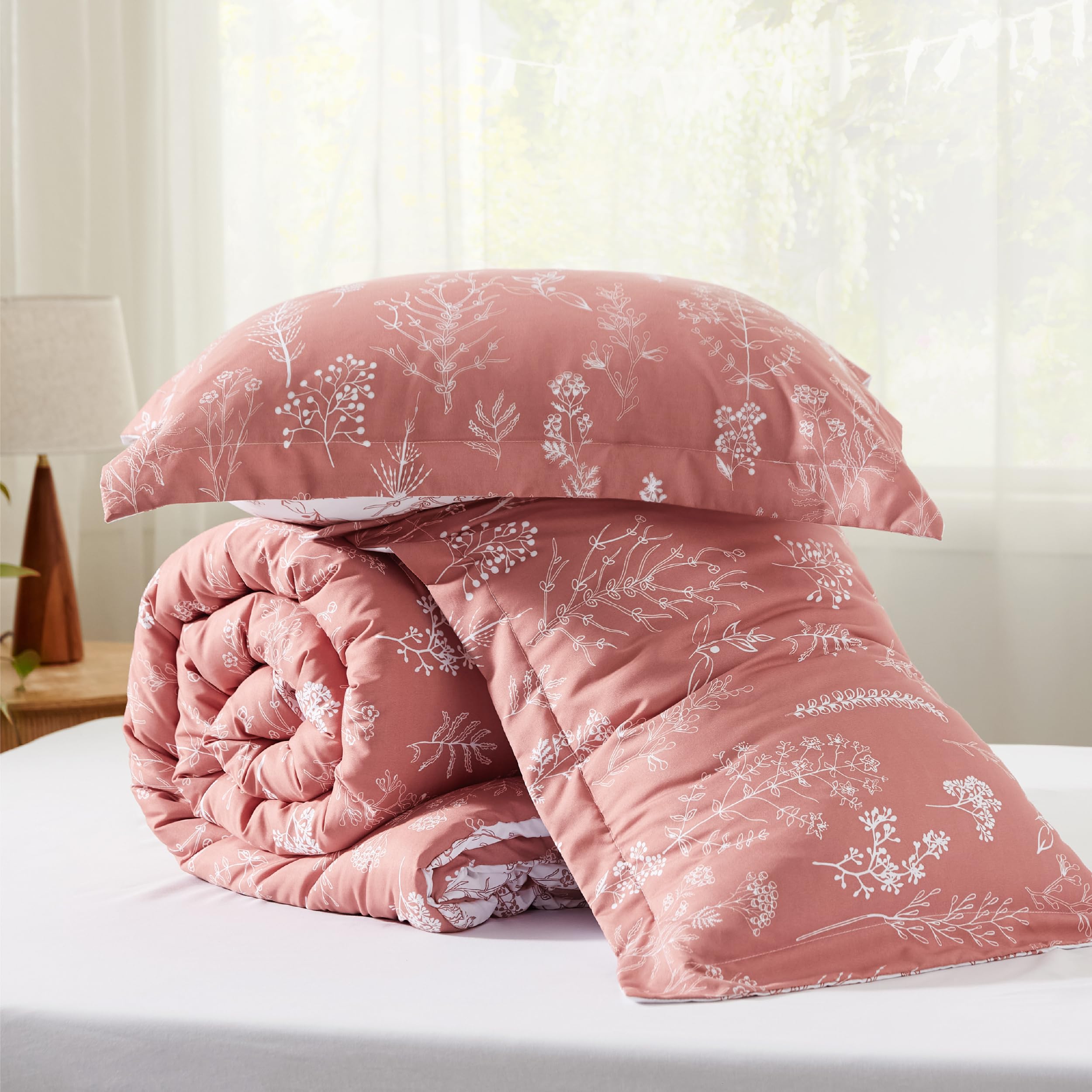 Foto 7 | Juego de Edredón Bedsure King Rosa Grisáceo 3 Piezas - Venta Internacional