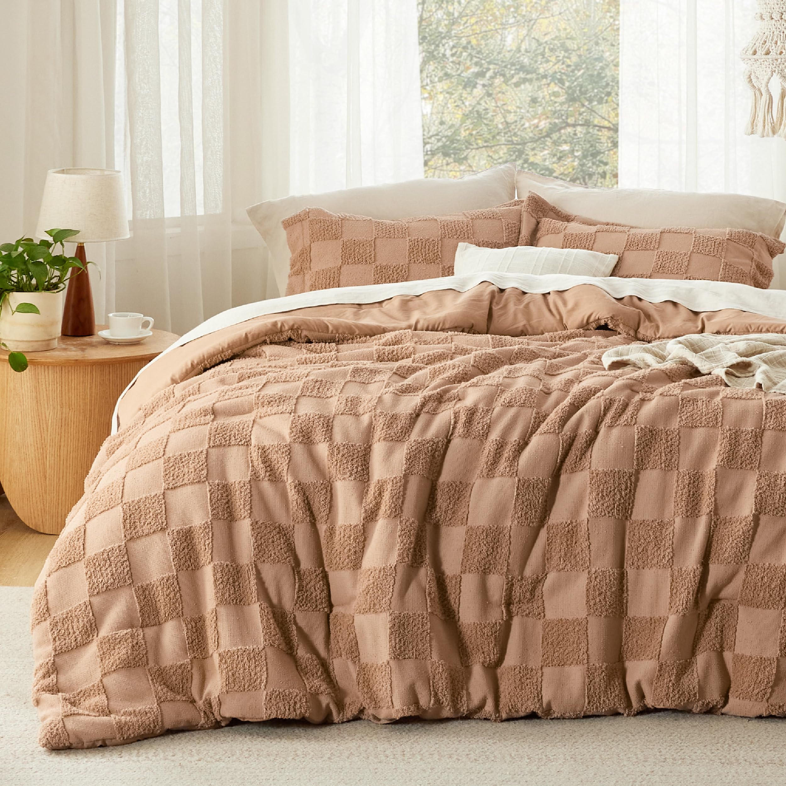 Juego de Edredón Bedsure King Size Taupe Boho 3 Piezas - Venta Internacional