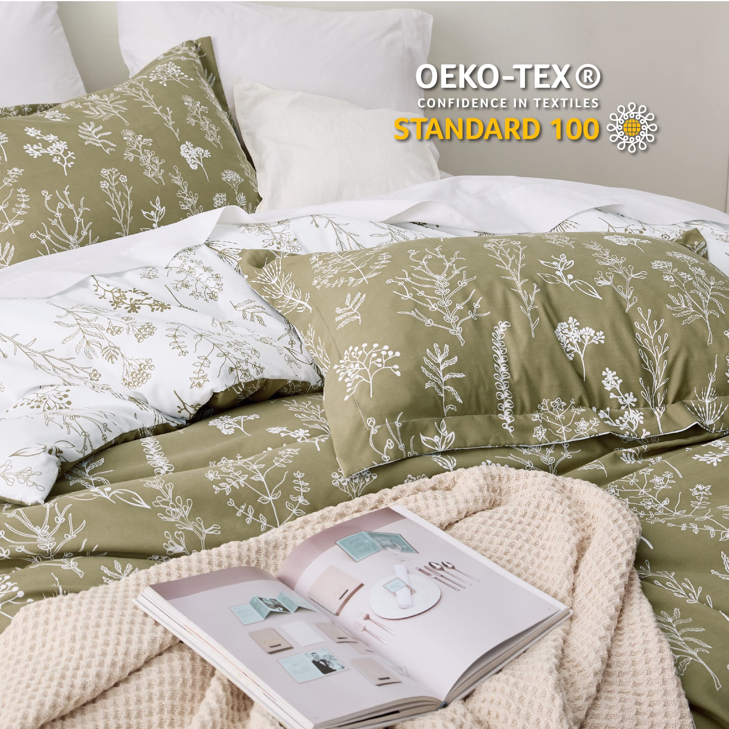 Foto 5 pulgar | Juego de Edredón Bedsure King Verde Oliva con 2 Fundas de Almohada - Venta Internacional