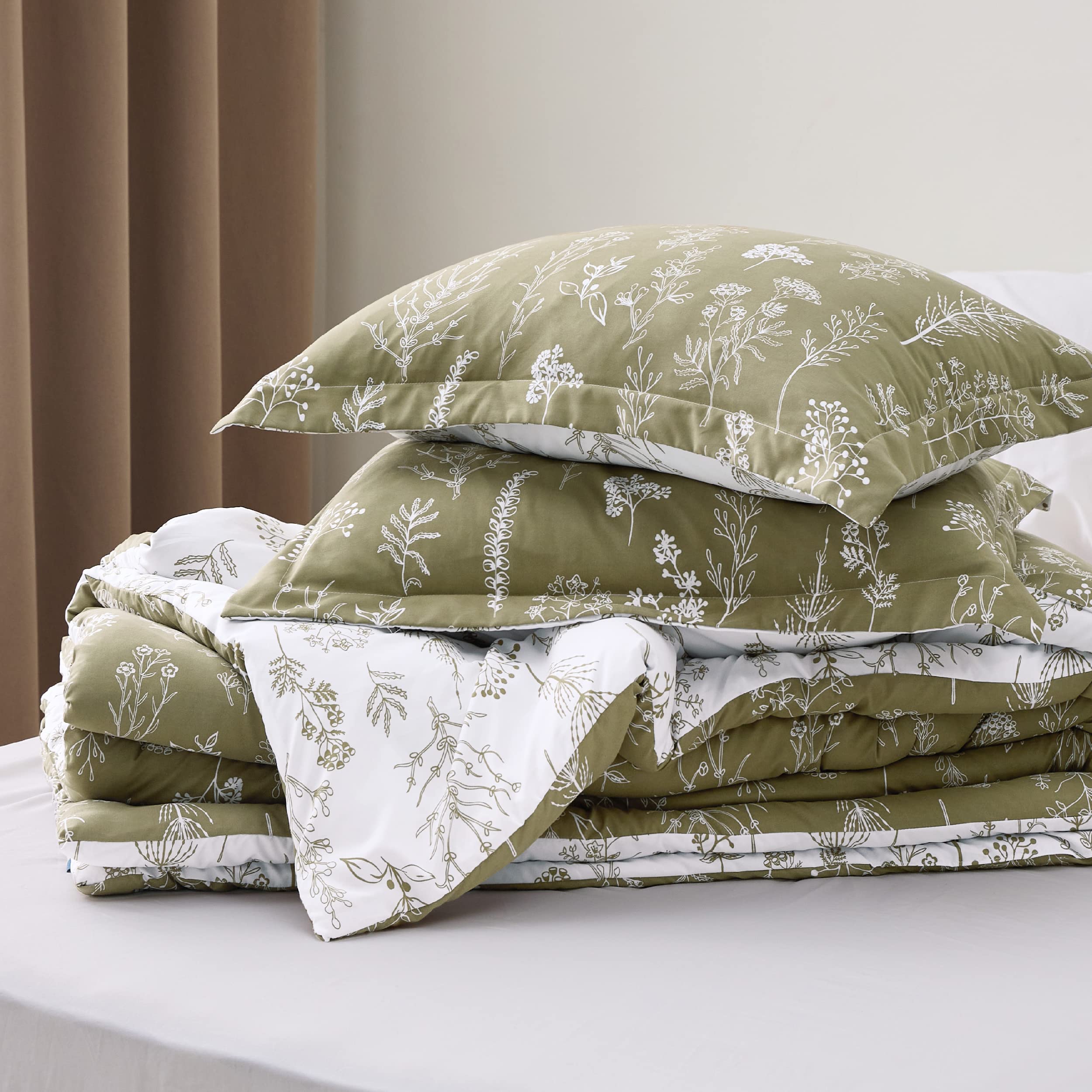 Foto 6 | Juego de Edredón Bedsure King Verde Oliva con 2 Fundas de Almohada - Venta Internacional