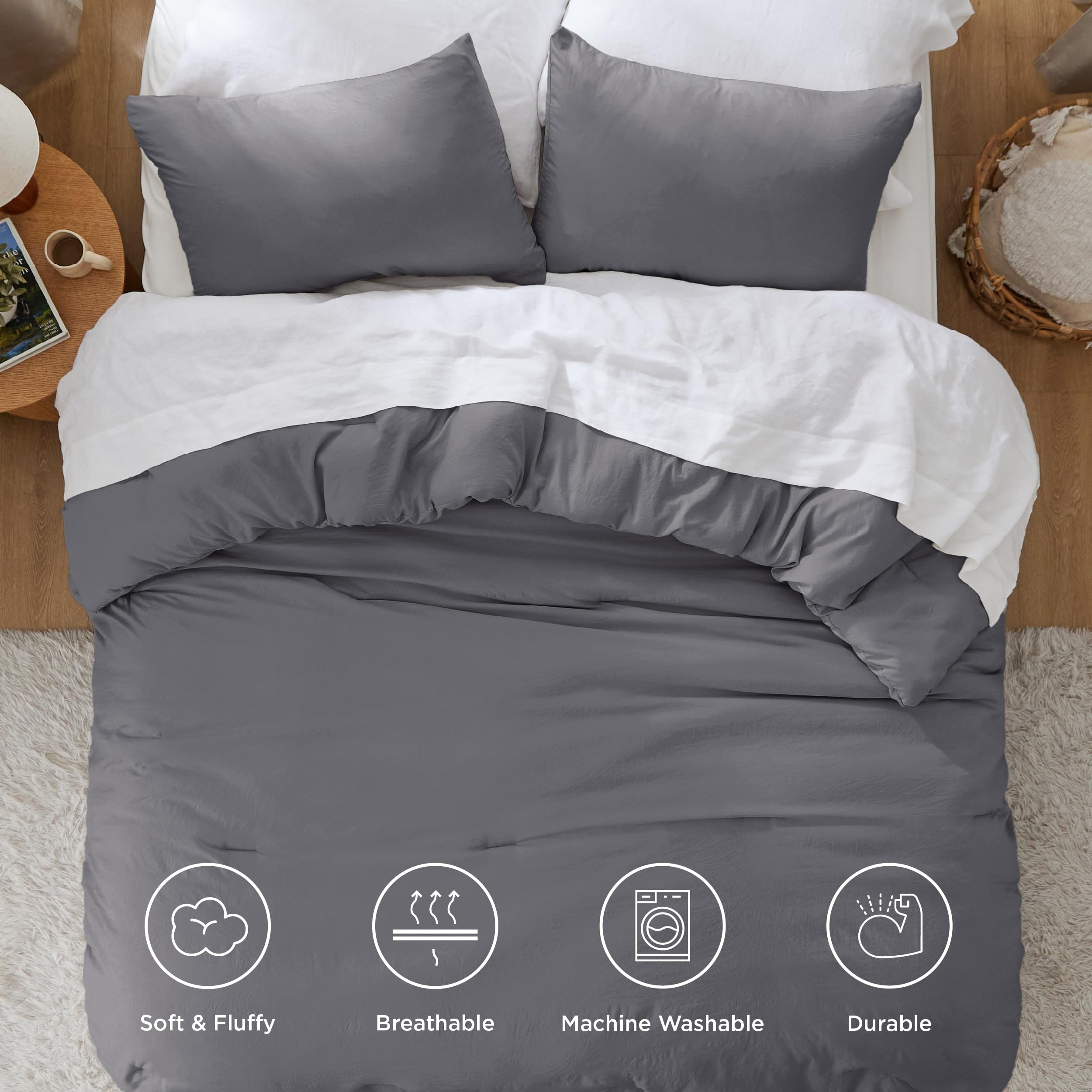 Foto 5 pulgar | Juego de Edredón Bedsure King Size Gris Oscuro 3 Piezas - Venta Internacional