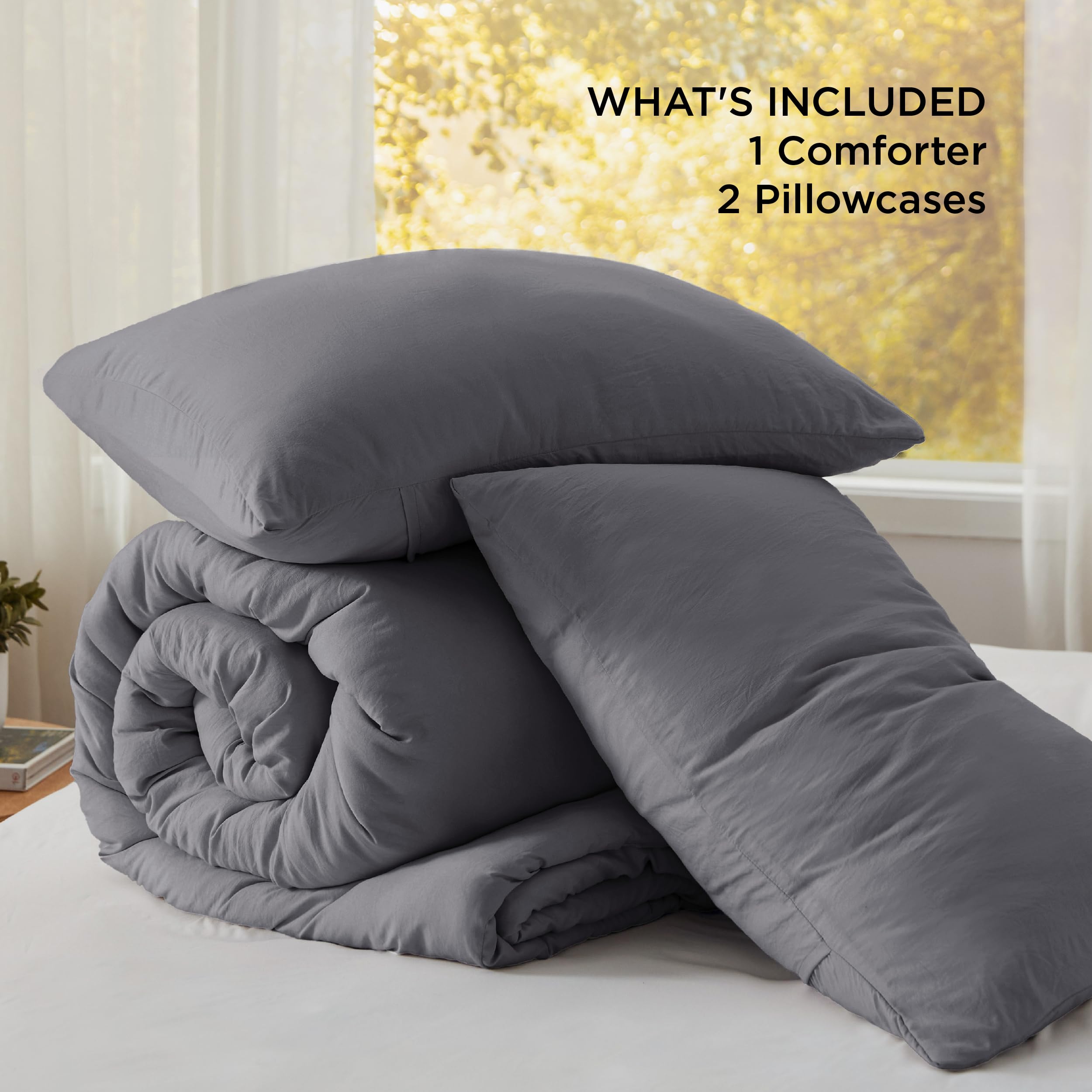 Foto 7 pulgar | Juego de Edredón Bedsure King Size Gris Oscuro 3 Piezas - Venta Internacional