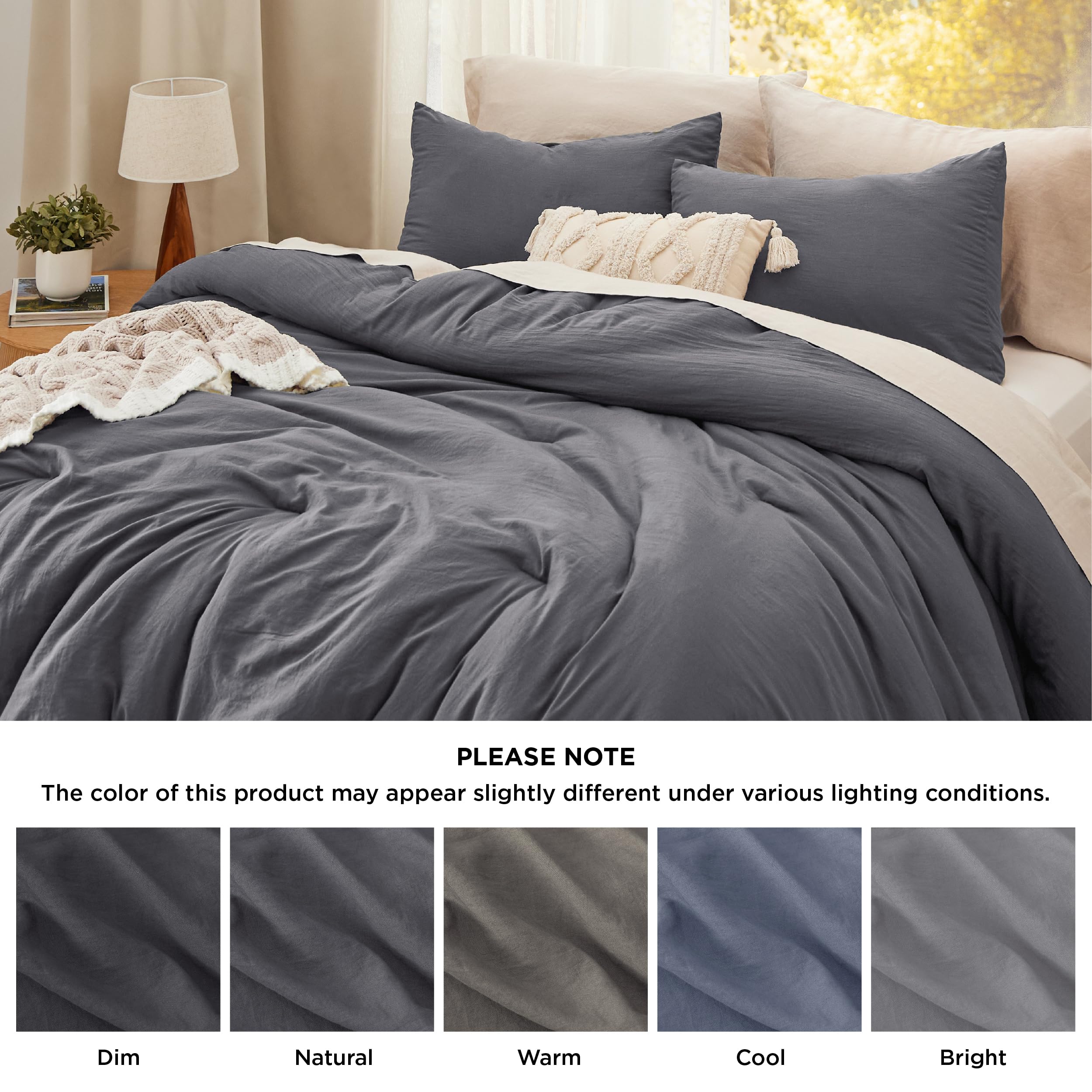 Foto 7 | Juego de Edredón Bedsure King Size Gris Oscuro 3 Piezas - Venta Internacional