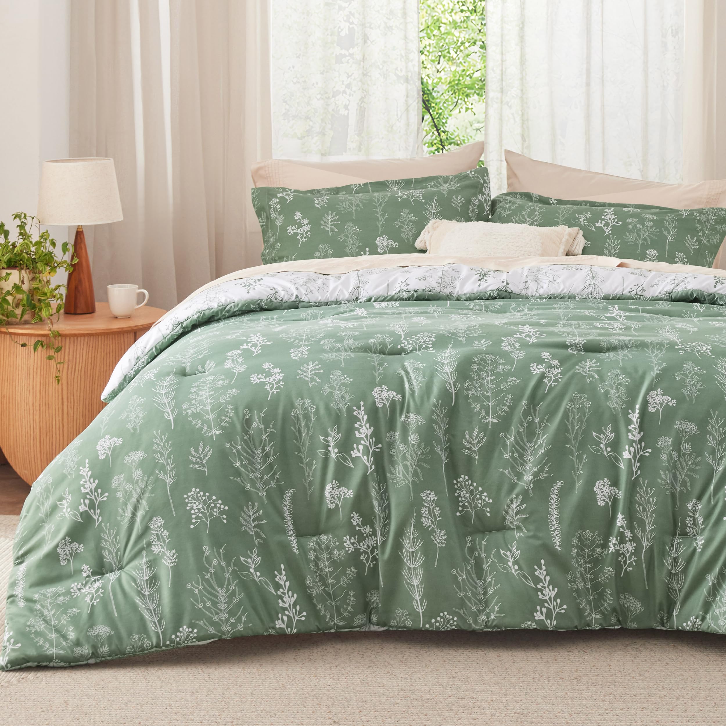 Foto 2 pulgar | Juego de Edredón Bedsure Queen Verde con 2 Fundas de Almohada - Venta Internacional