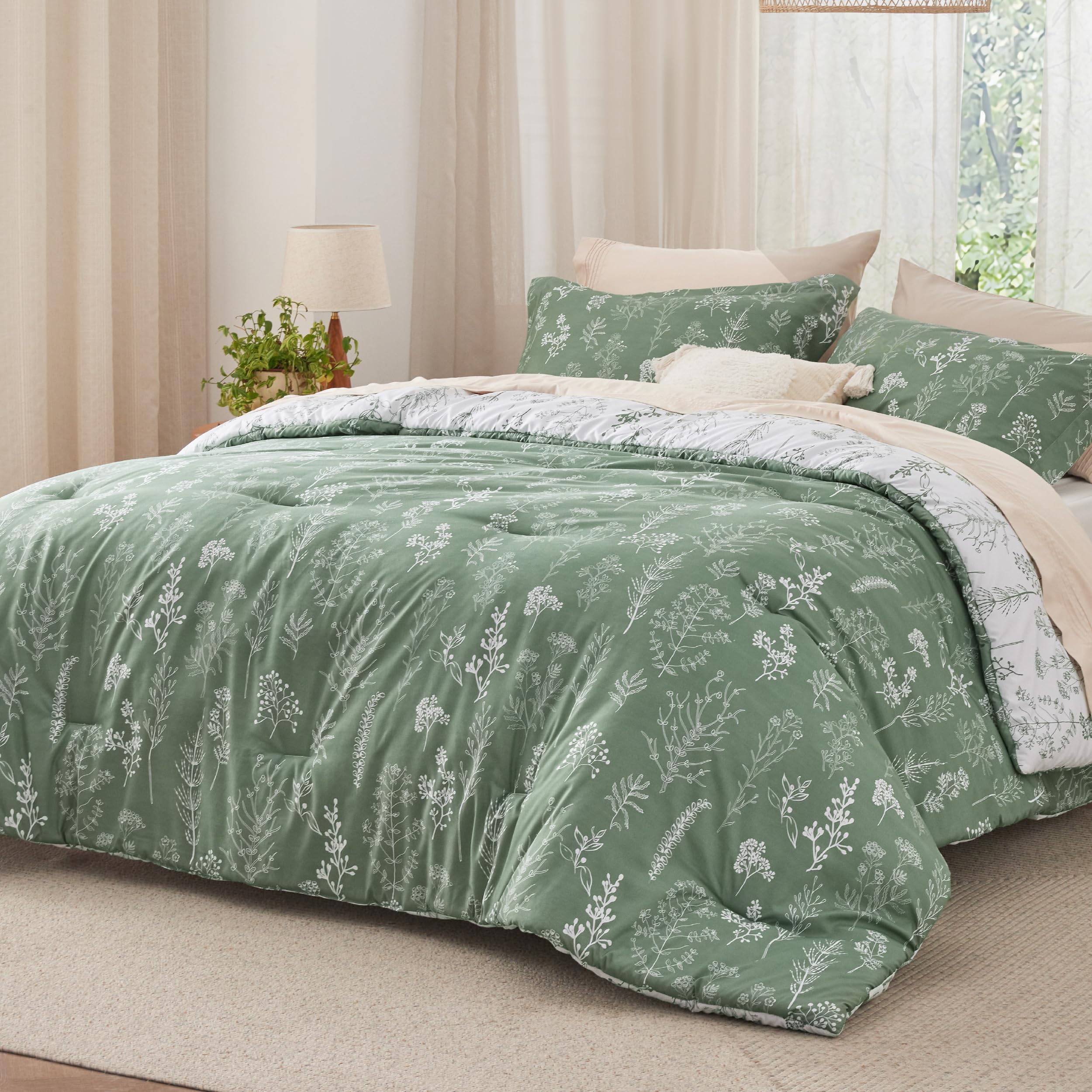 Foto 3 pulgar | Juego de Edredón Bedsure Queen Verde con 2 Fundas de Almohada - Venta Internacional