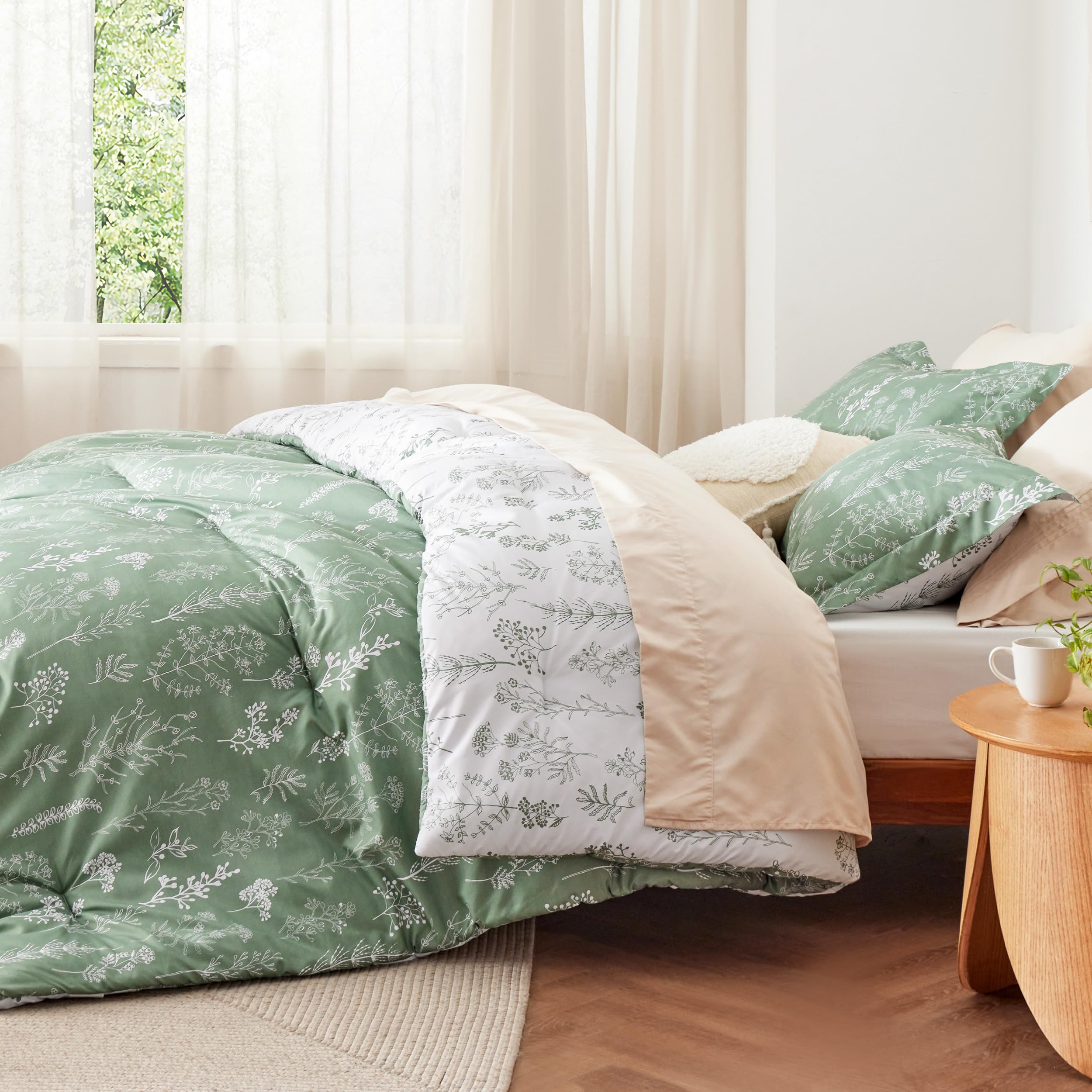 Foto 5 pulgar | Juego de Edredón Bedsure Queen Verde con 2 Fundas de Almohada - Venta Internacional