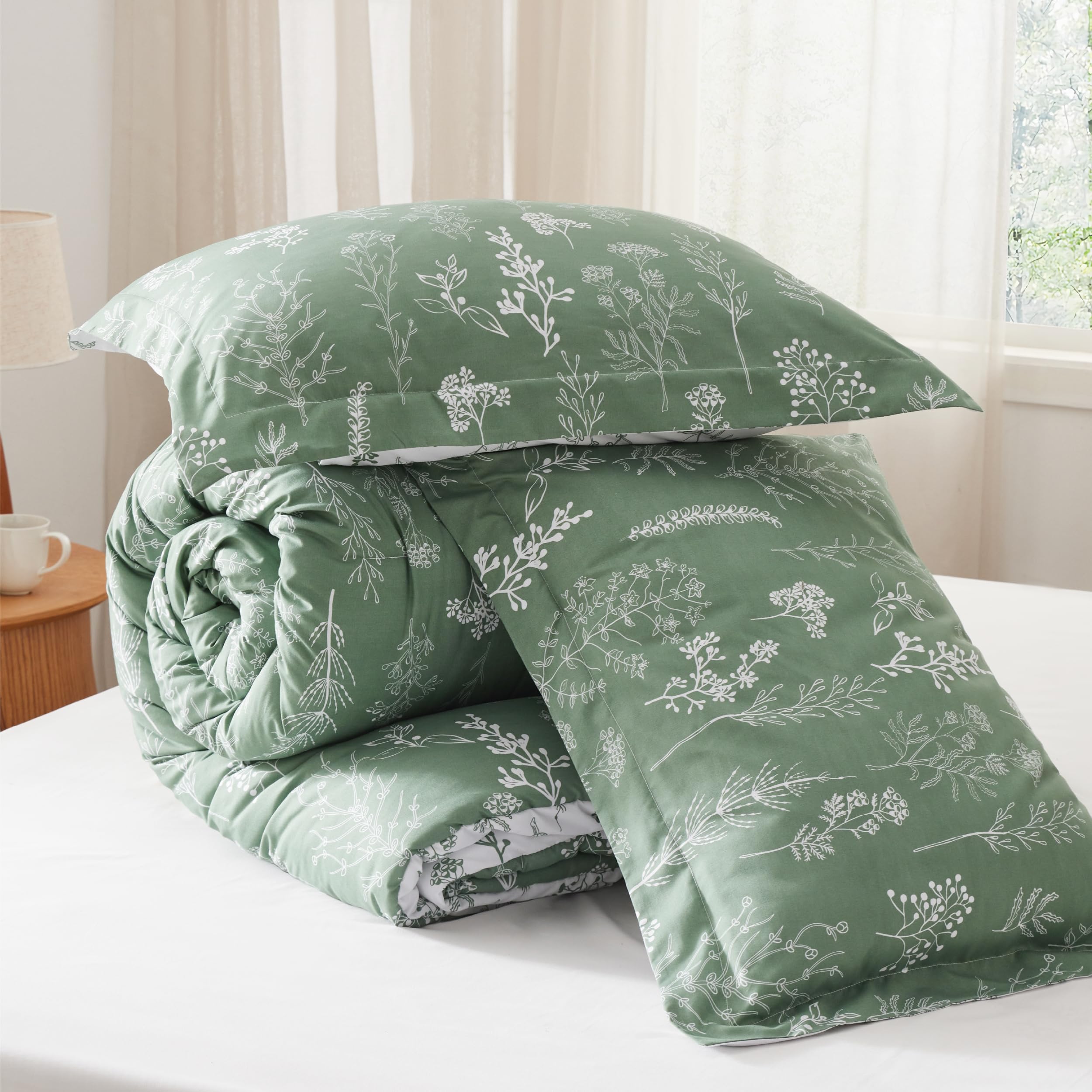 Foto 7 | Juego de Edredón Bedsure Queen Verde con 2 Fundas de Almohada - Venta Internacional