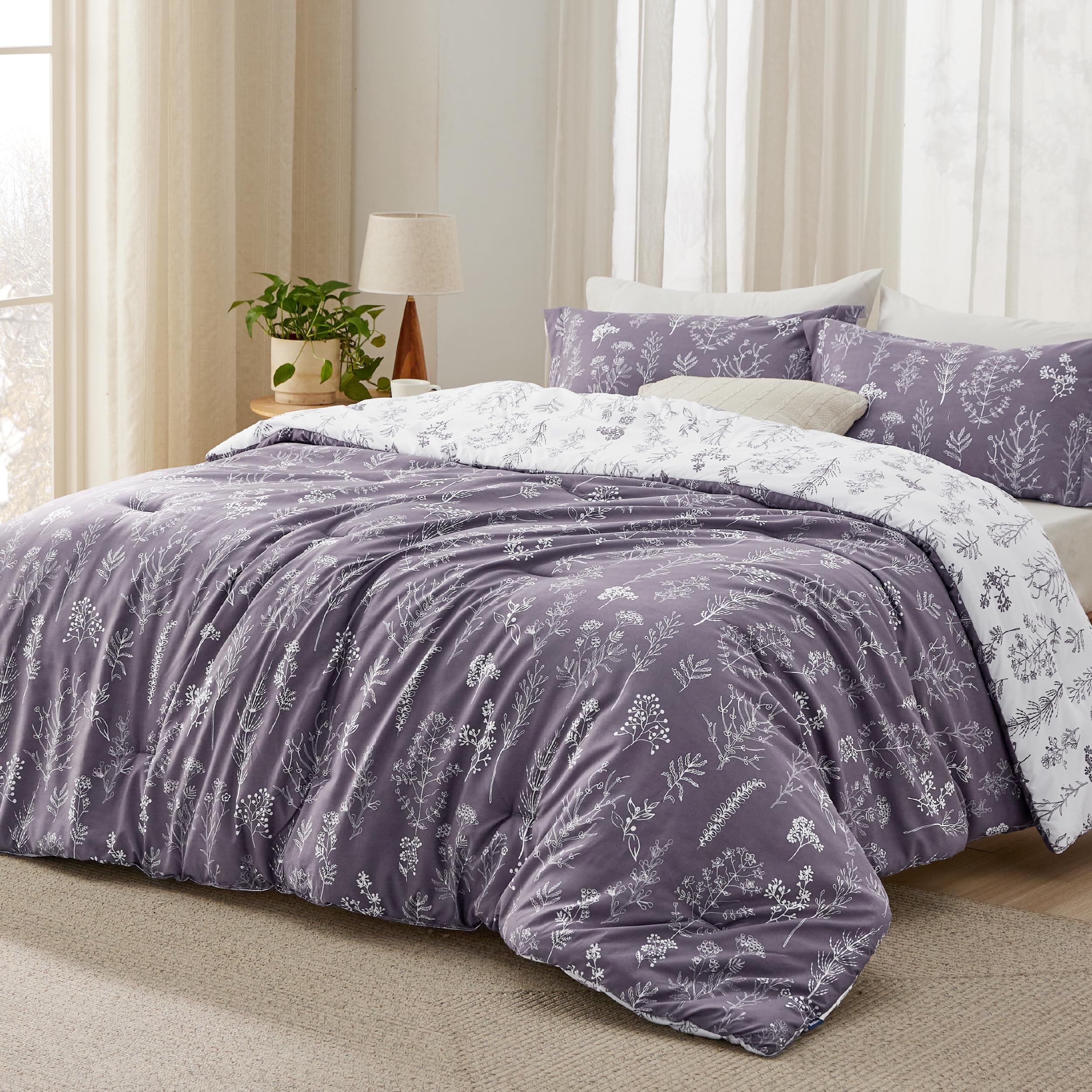 Foto 3 pulgar | Juego de Edredón Bedsure Queen Morado Grisáceo con 3 Piezas - Venta Internacional