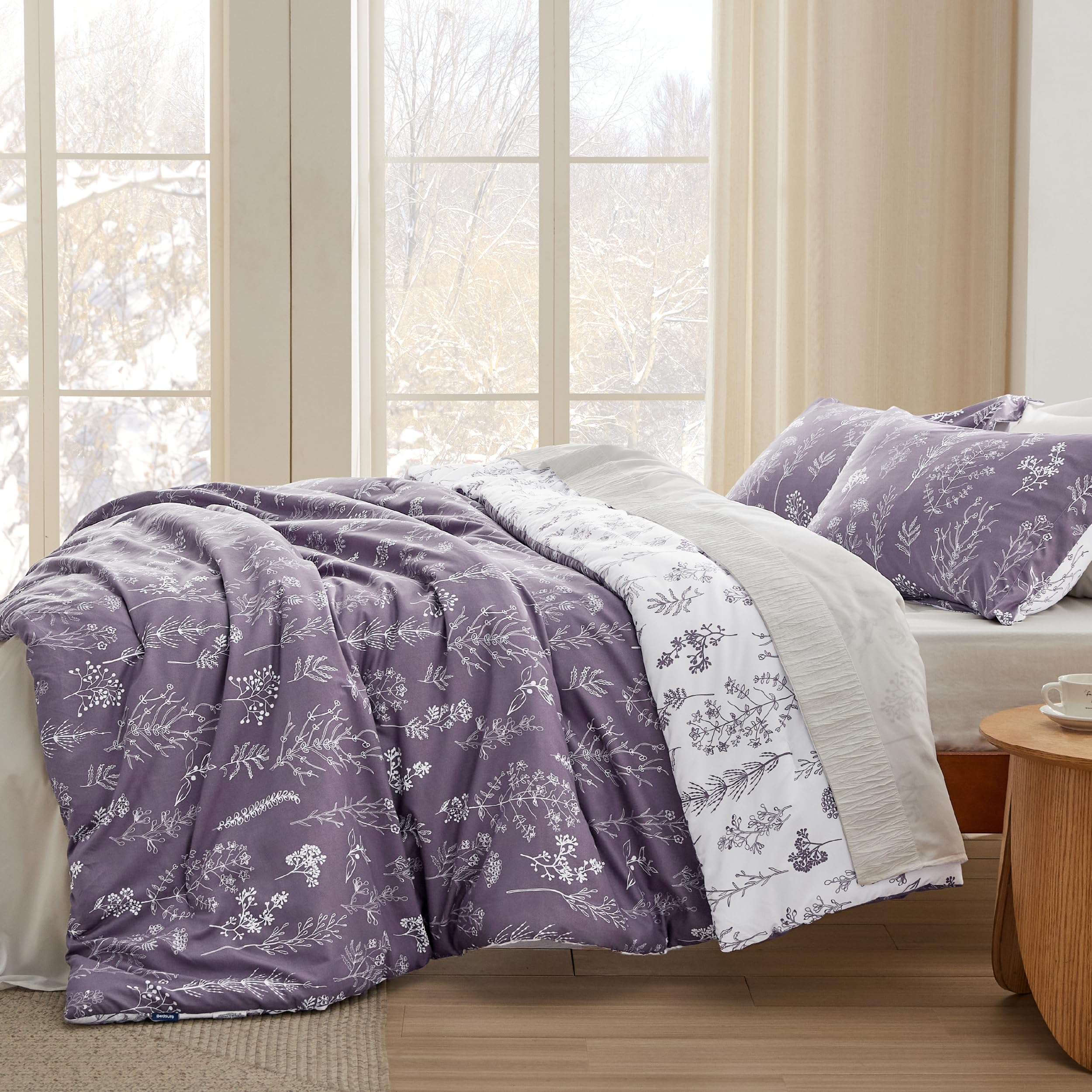 Foto 5 pulgar | Juego de Edredón Bedsure Queen Morado Grisáceo con 3 Piezas - Venta Internacional
