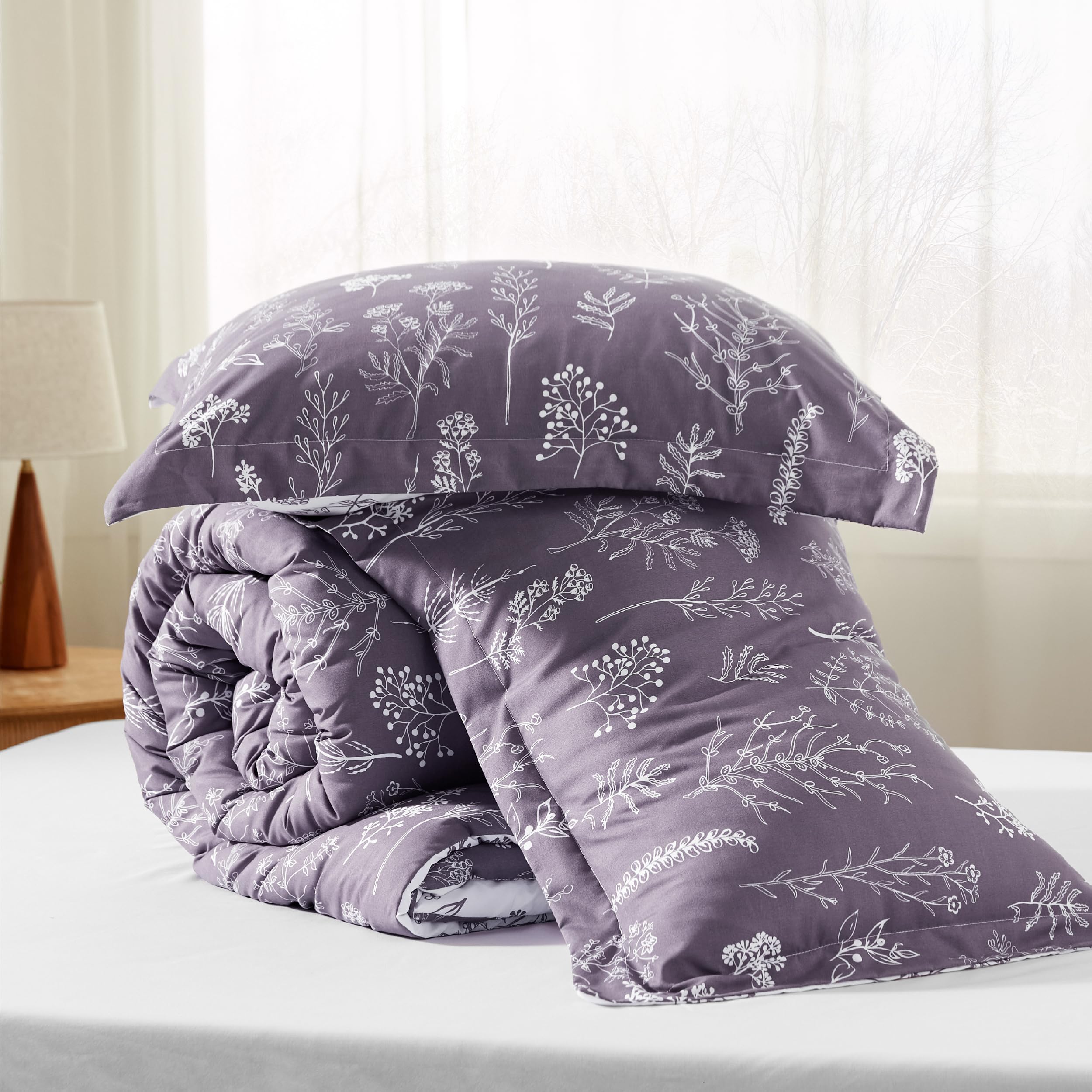 Foto 8 pulgar | Juego de Edredón Bedsure Queen Morado Grisáceo con 3 Piezas - Venta Internacional