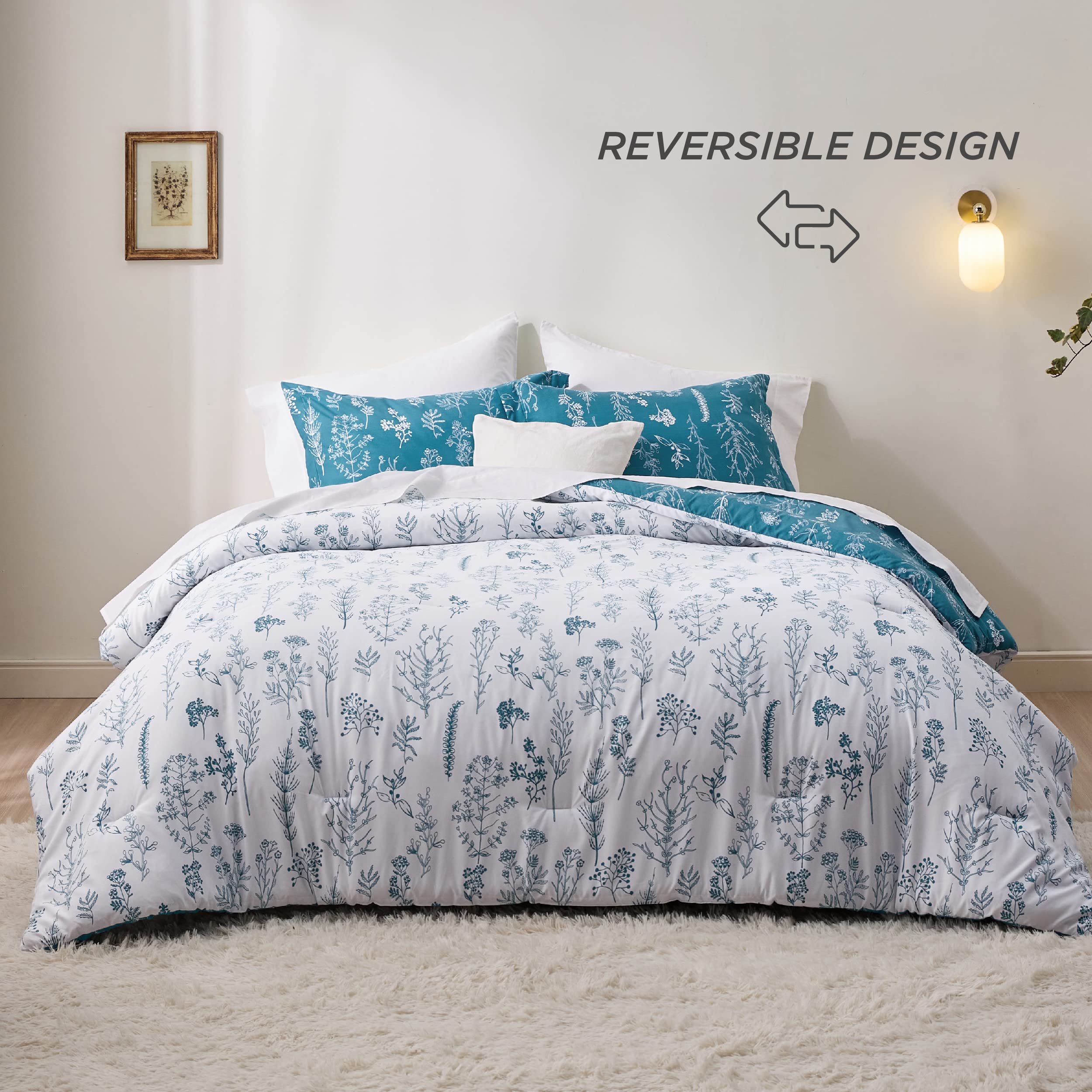 Foto 3 pulgar | Juego de Edredón Bedsure Queen Azul con Estampado Floral 3 Piezas - Venta Internacional