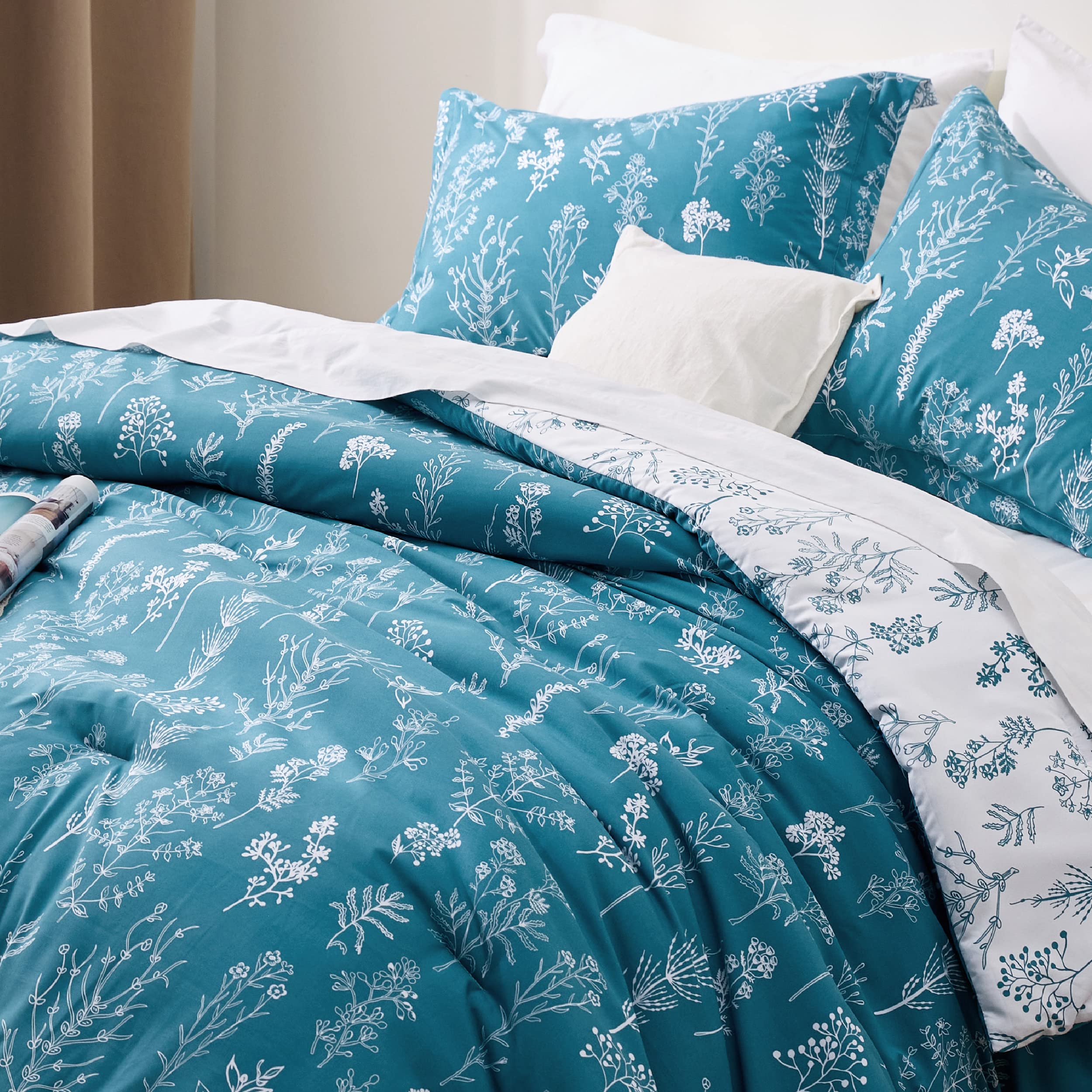 Foto 4 pulgar | Juego de Edredón Bedsure Queen Azul con Estampado Floral 3 Piezas - Venta Internacional