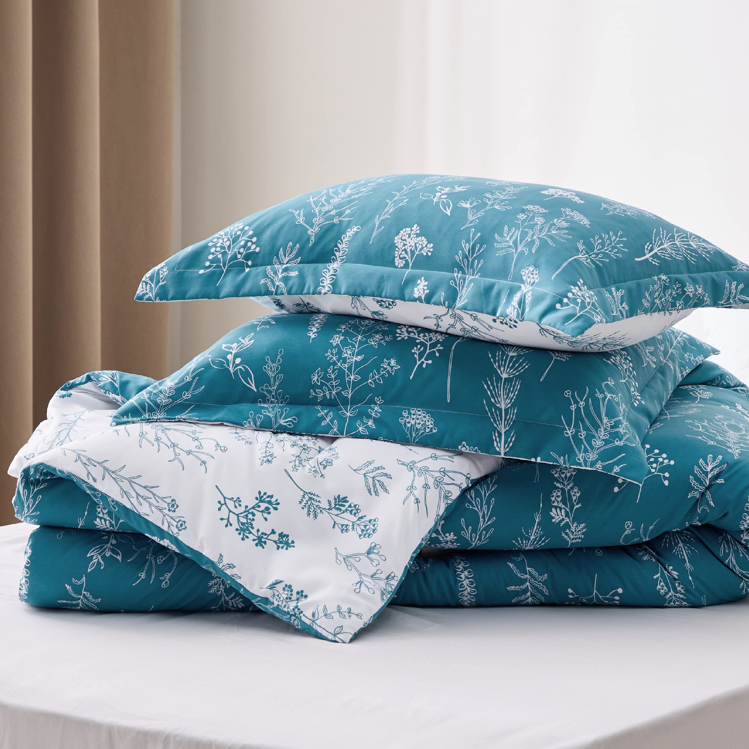Foto 7 pulgar | Juego de Edredón Bedsure Queen Azul con Estampado Floral 3 Piezas - Venta Internacional