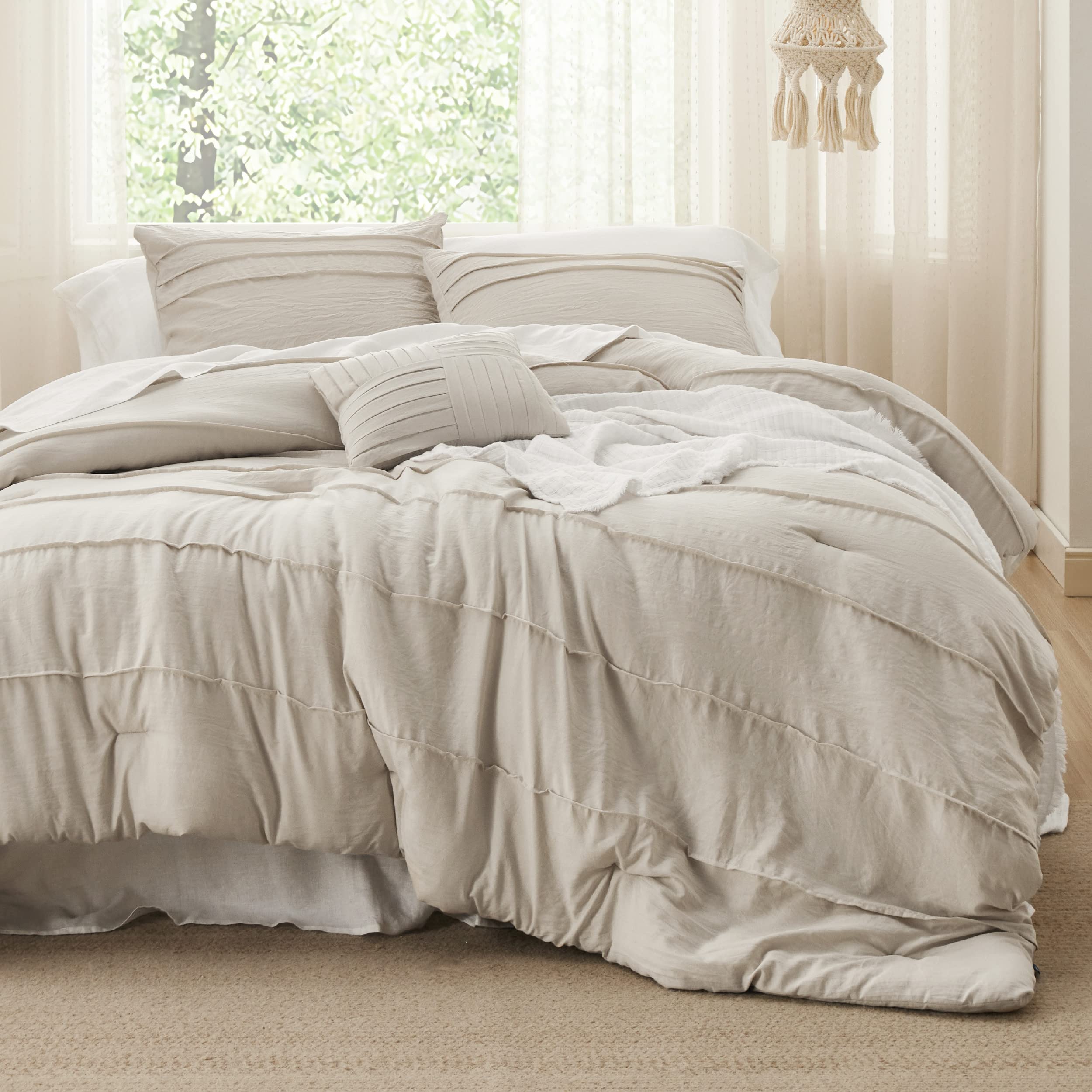 Foto 2 | Juego de Edredón Bedsure Full Pinch Pleat Beige Tamaño Completo - Venta Internacional