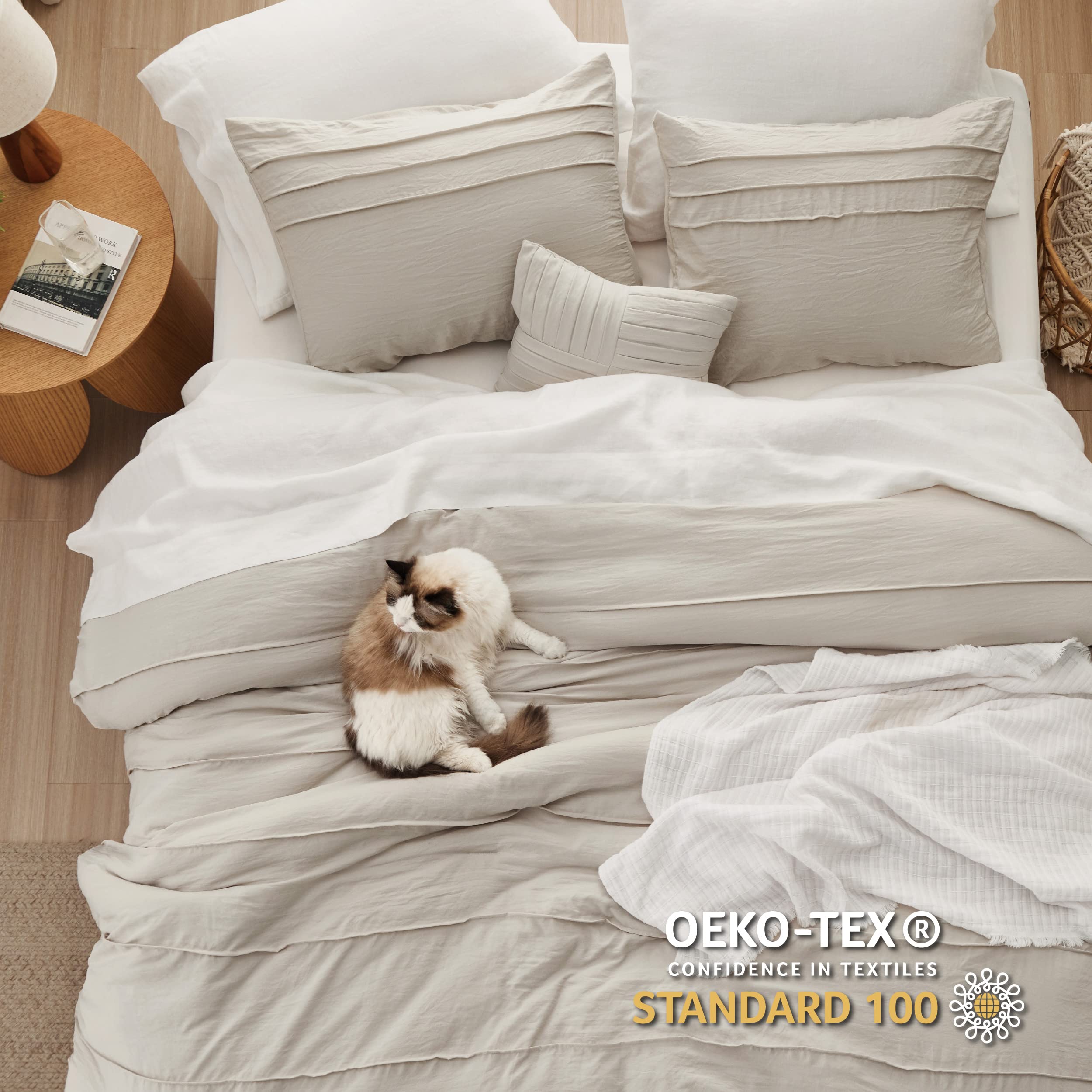 Foto 4 | Juego de Edredón Bedsure Full Pinch Pleat Beige Tamaño Completo - Venta Internacional