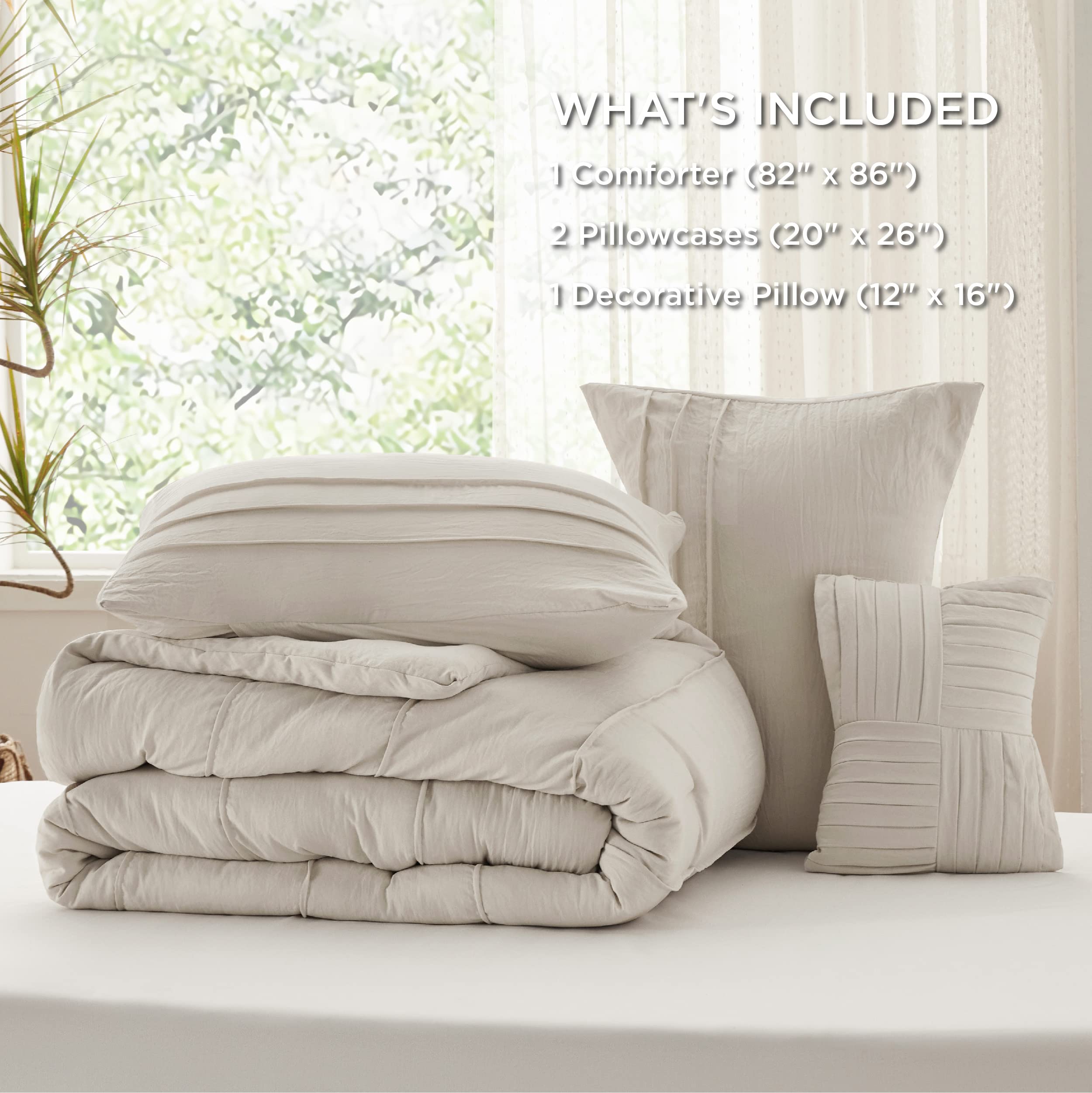 Foto 6 | Juego de Edredón Bedsure Full Pinch Pleat Beige Tamaño Completo - Venta Internacional