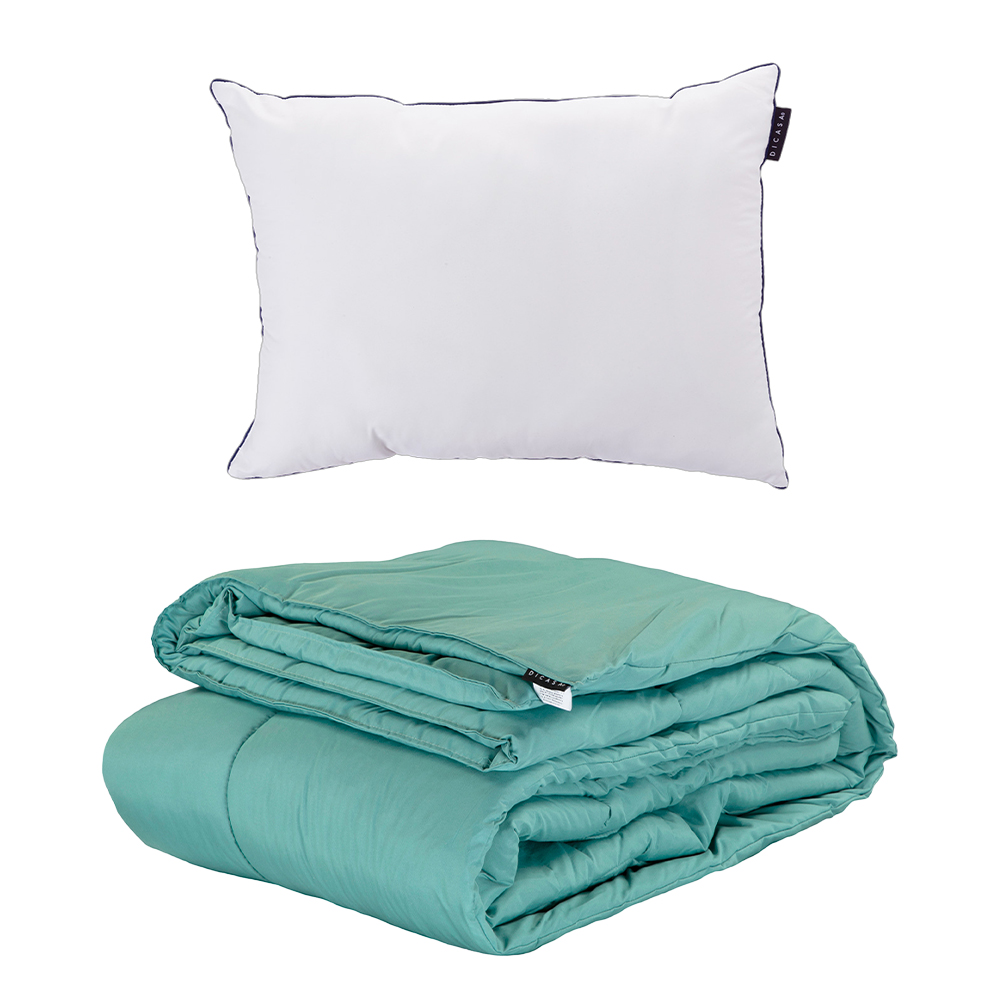 Edredon Verde + Almohada One Individual