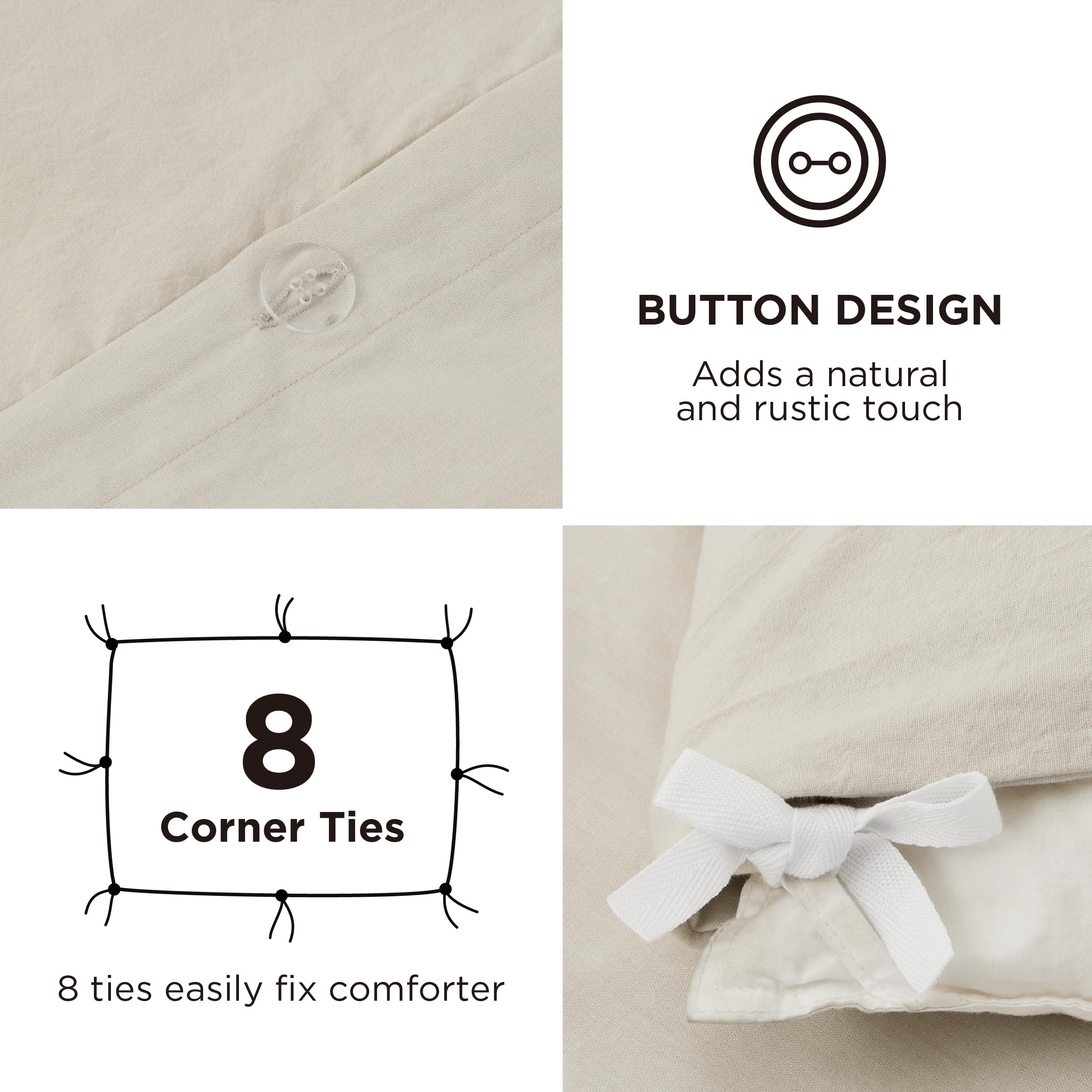 Foto 5 pulgar | Funda de Edredón Bedsure King Beige - Venta Internacional