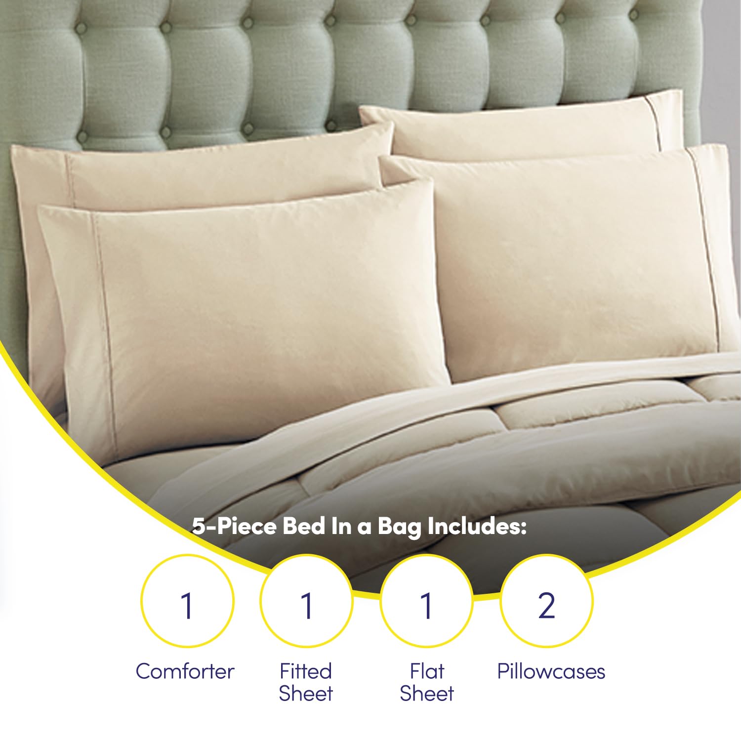 Foto 7 pulgar | Set de Edredón Sweet Home Collection Beige Individual XL 7 Piezas - Venta Internacional
