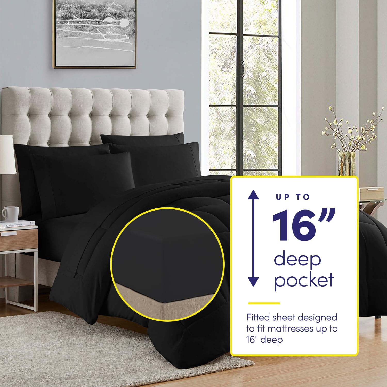 Foto 3 pulgar | Set de Edredón Sweet Home Collection Negro Individual XL 7 Piezas - Venta Internacional
