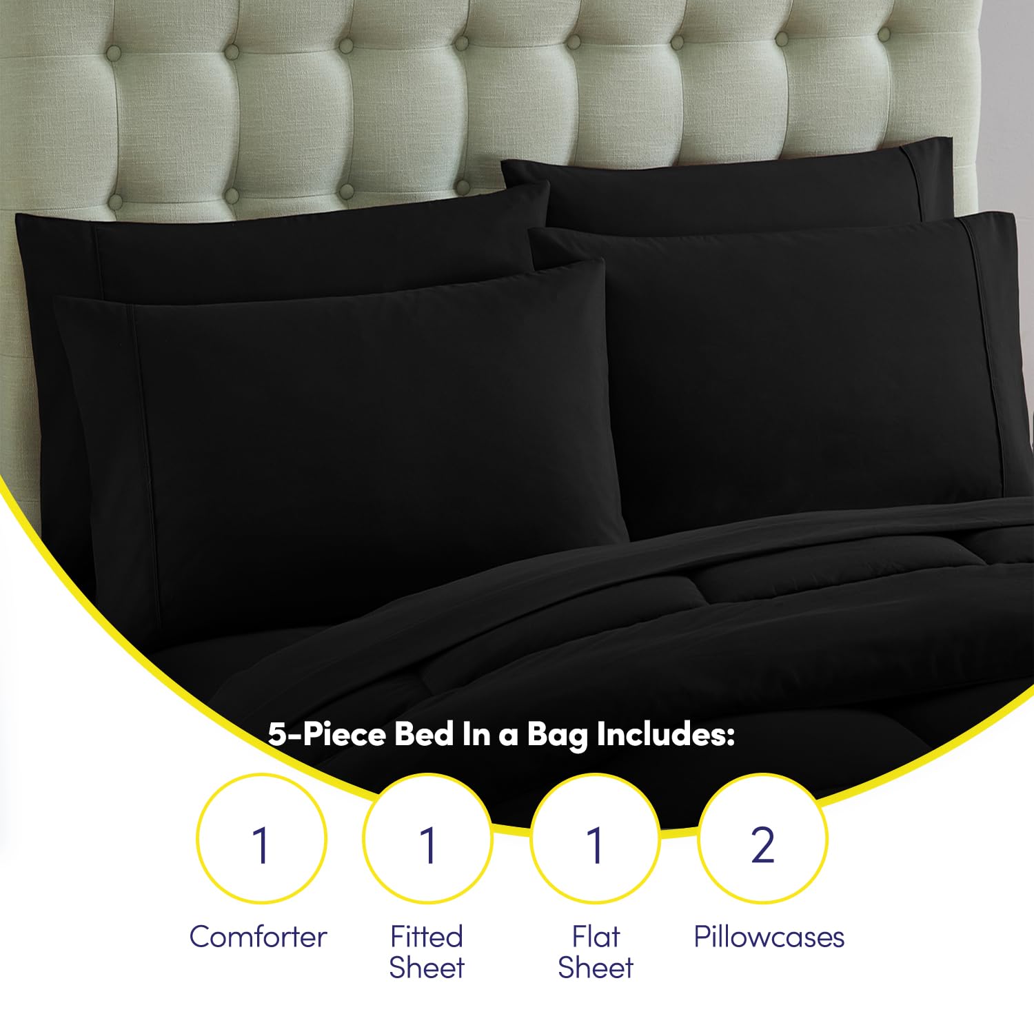 Foto 6 | Set de Edredón Sweet Home Collection Negro Individual XL 7 Piezas - Venta Internacional