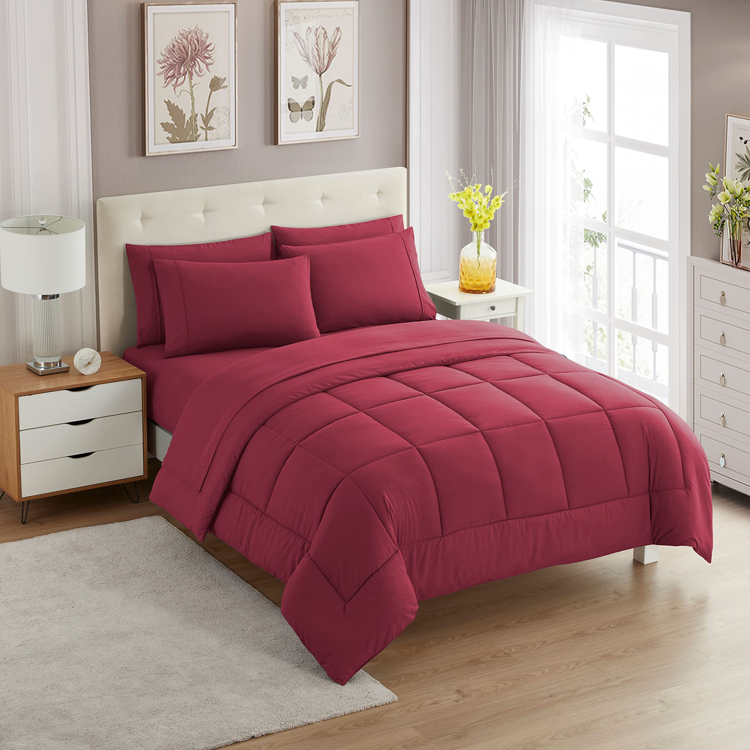 Foto 2 pulgar | Set de Edredón Sweet Home Collection Burgundy Individual XL 7 Piezas - Venta Internacional