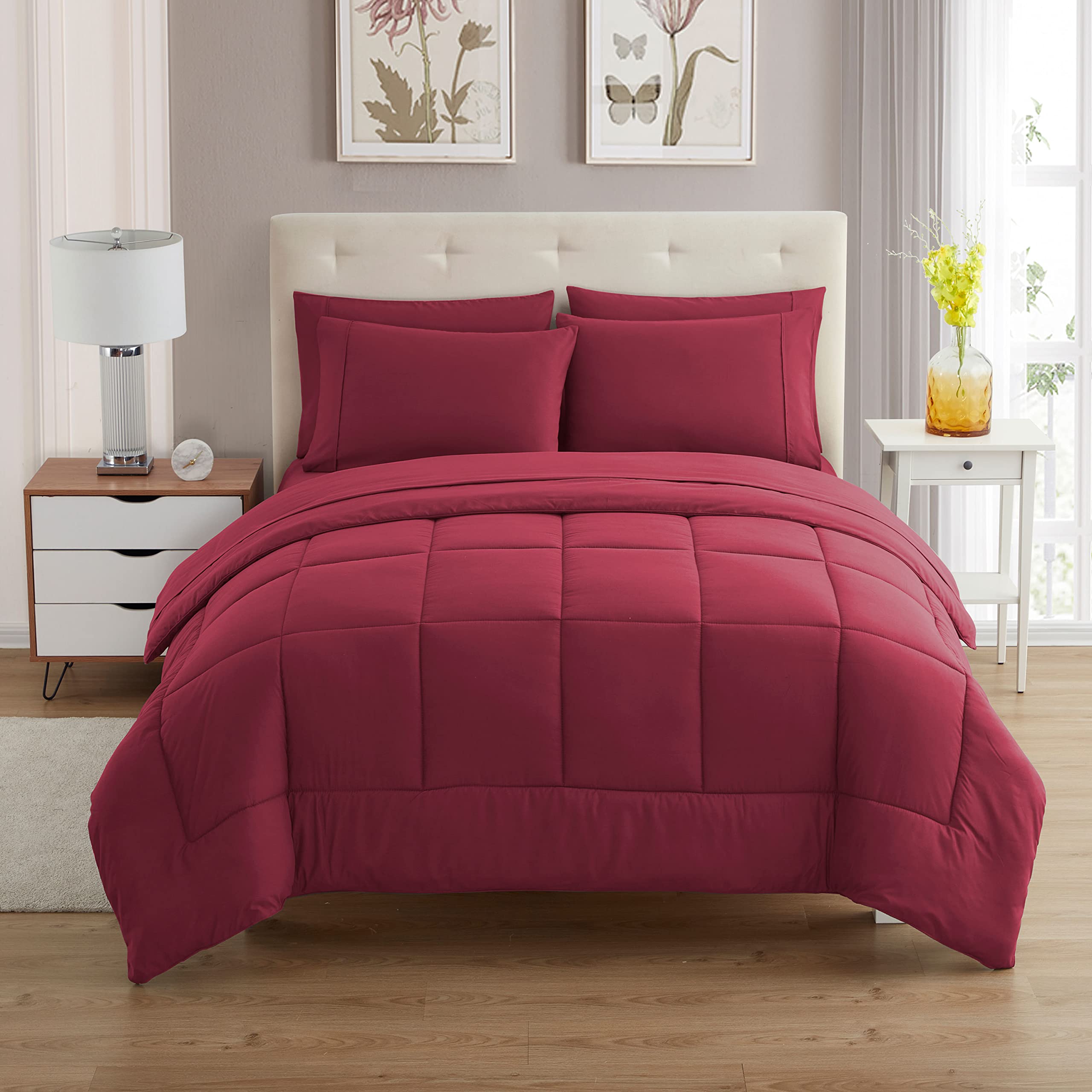 Foto 2 | Set de Edredón Sweet Home Collection Burgundy Individual XL 7 Piezas - Venta Internacional