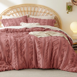 Foto 1 | Juego de Edredón Bedsure Estilo Bohemio Queen Size Rosa Grisáceo 3 Piezas - Venta Internacional