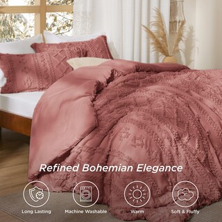 Foto 2 | Juego de Edredón Bedsure Estilo Bohemio Queen Size Rosa Grisáceo 3 Piezas - Venta Internacional