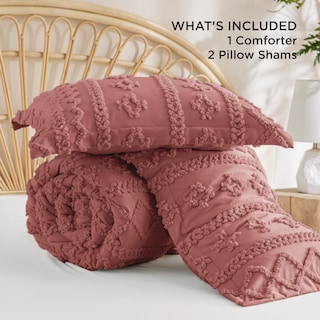 Foto 7 | Juego de Edredón Bedsure Estilo Bohemio Queen Size Rosa Grisáceo 3 Piezas - Venta Internacional