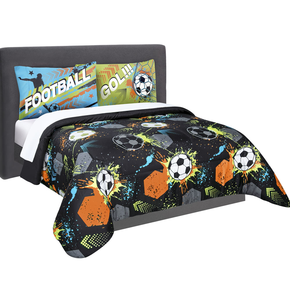 Edredón Con Sábanas Matrimonial Con Fundas Decorativas Negro Dos Vistas Balones