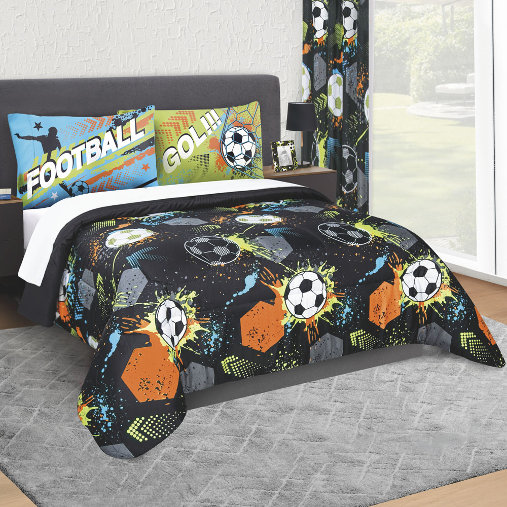 Foto 3 pulgar | Edredón Con Sábanas Matrimonial Con Fundas Decorativas Negro Dos Vistas Balones
