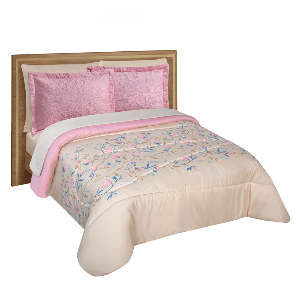 Edredón Con Sábanas Matrimonial Con Fundas Decorativas Beige Dos Vistas Azalea