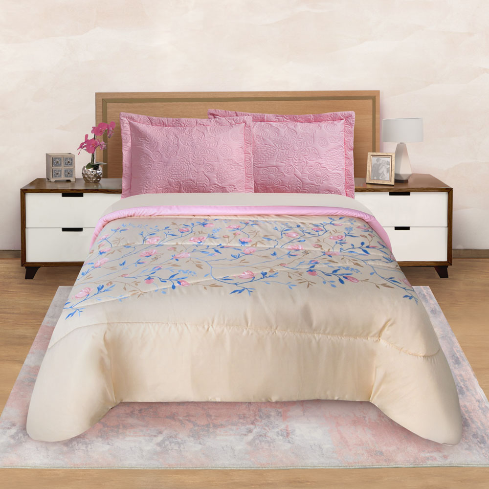 Foto 3 | Edredón Con Sábanas Matrimonial Con Fundas Decorativas Beige Dos Vistas Azalea