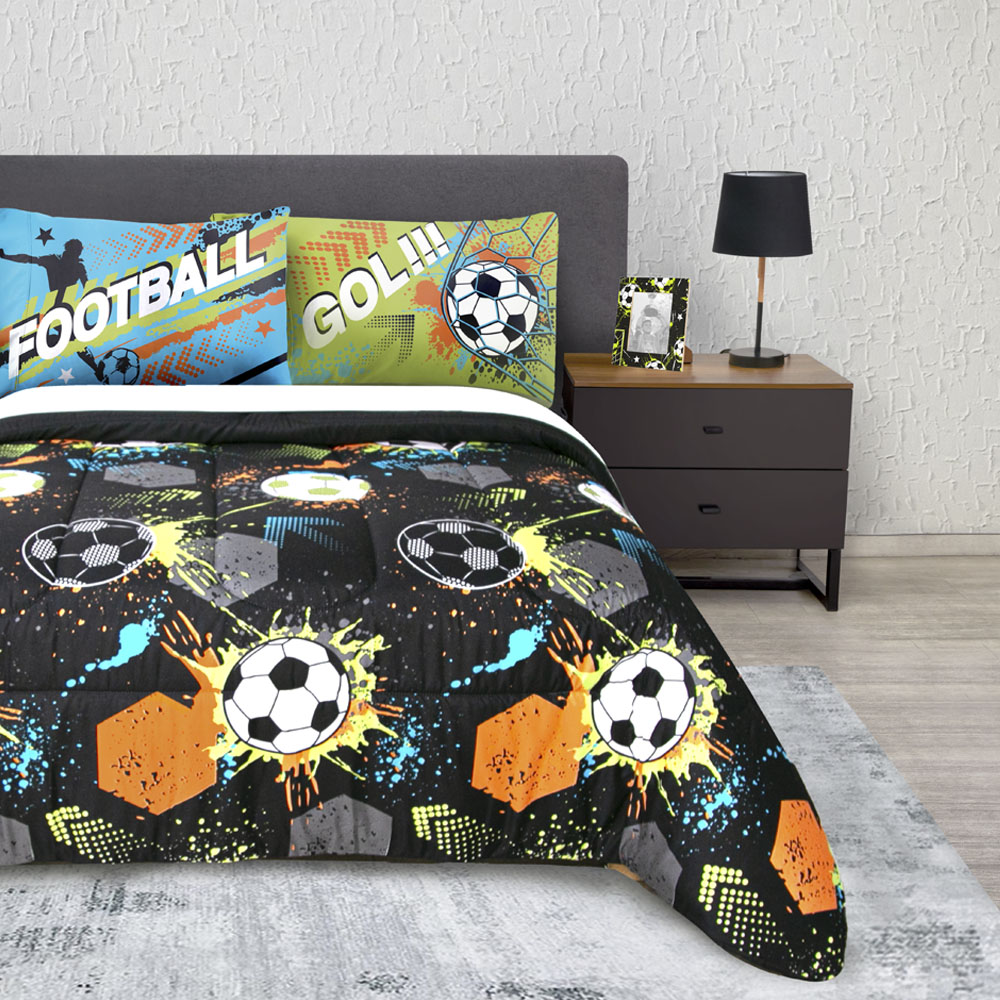 Foto 4 | Edredón Con Sábanas Individual Con Fundas Decorativas Negro Dos Vistas Balones